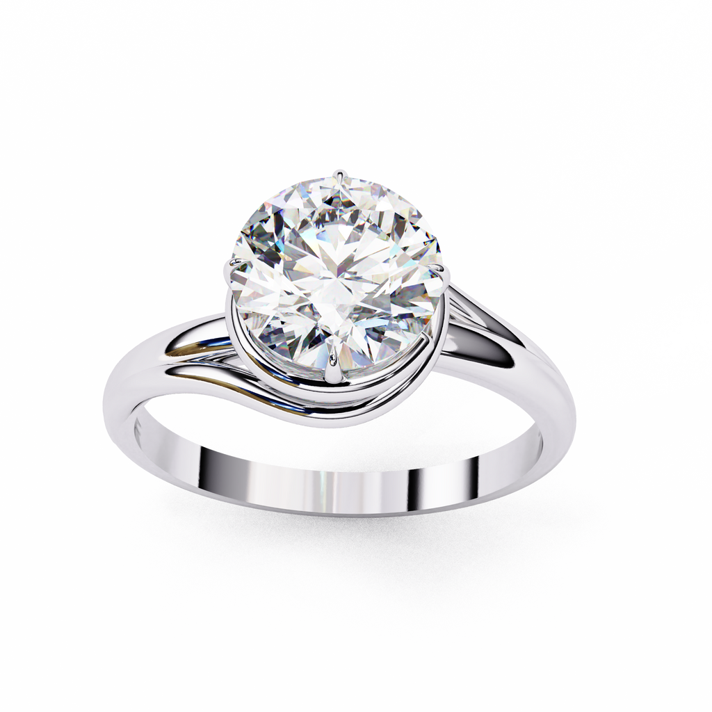 Infinity Twist Solitaire Ring – 925 Sterling Silver – 7 mm Round Center Stone