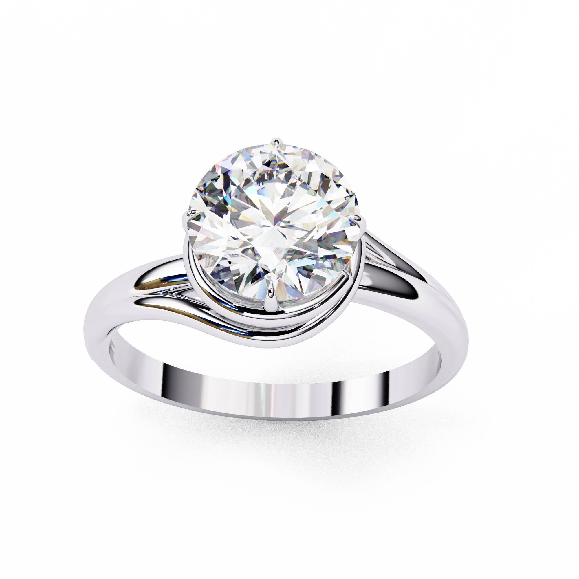 Infinity Twist Solitaire Ring – 925 Sterling Silver – 7 mm Round Center Stone