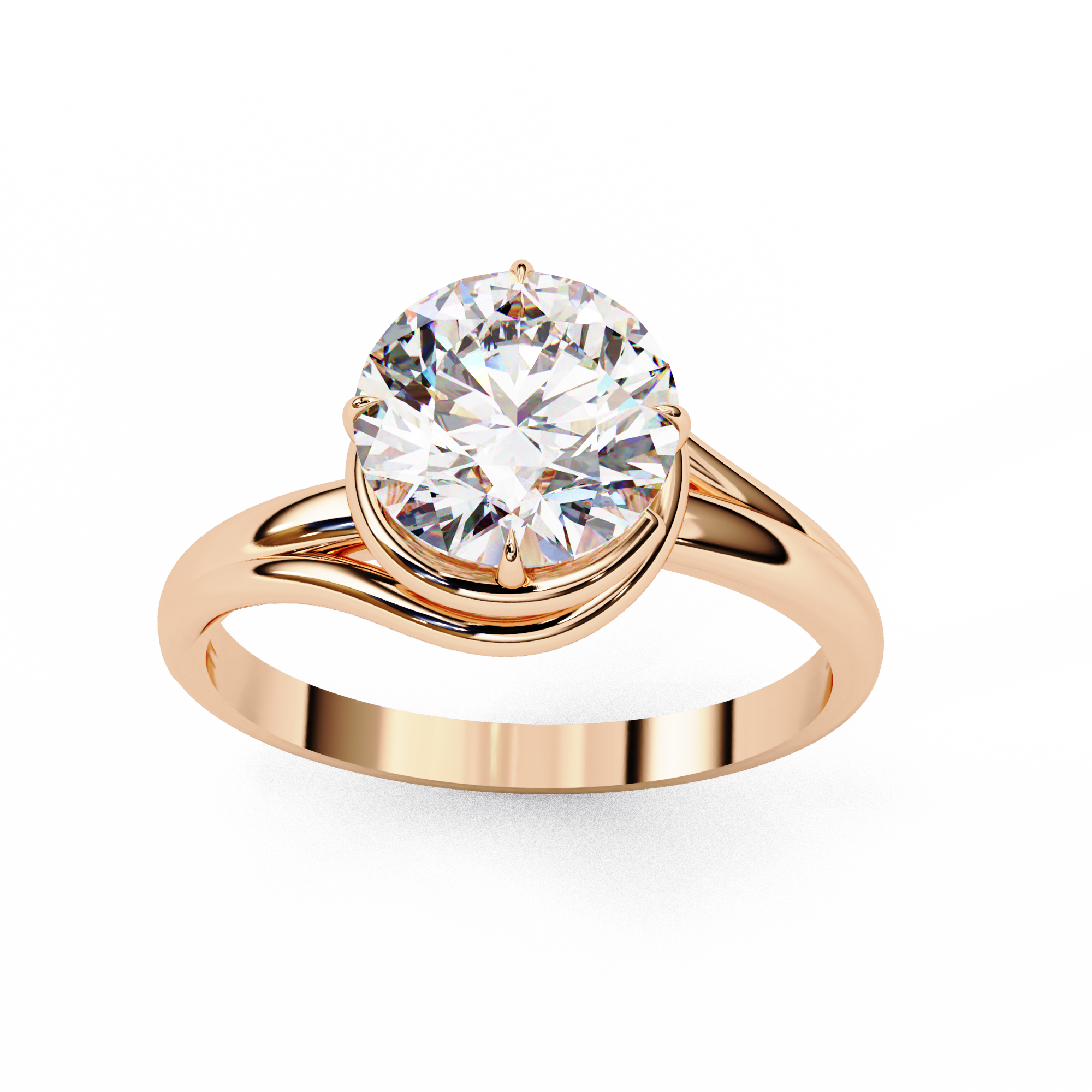 Infinity Twist Solitaire Ring – 925 Sterling Silver – 7 mm Round Center Stone