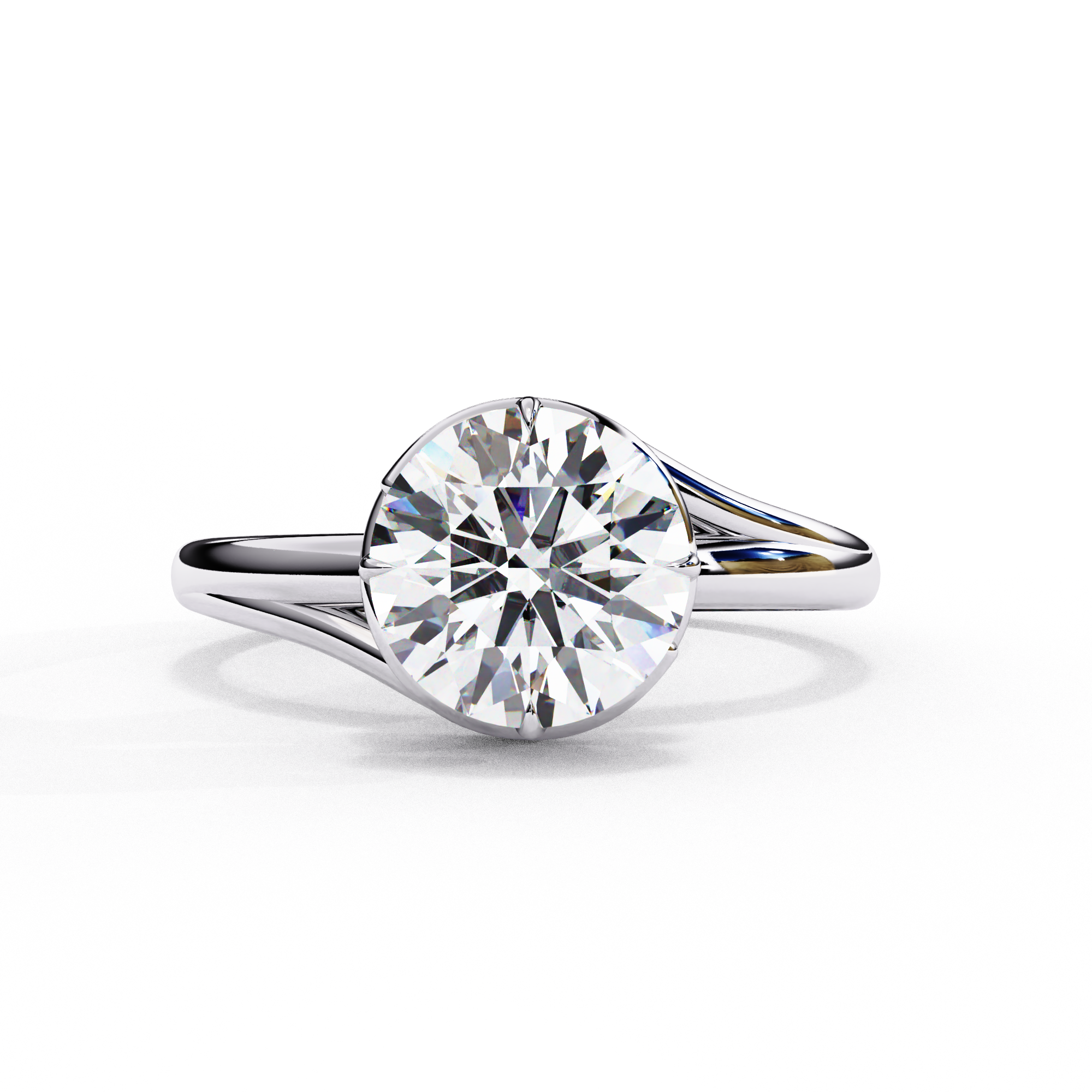 Infinity Twist Solitaire Ring – 925 Sterling Silver – 7 mm Round Center Stone