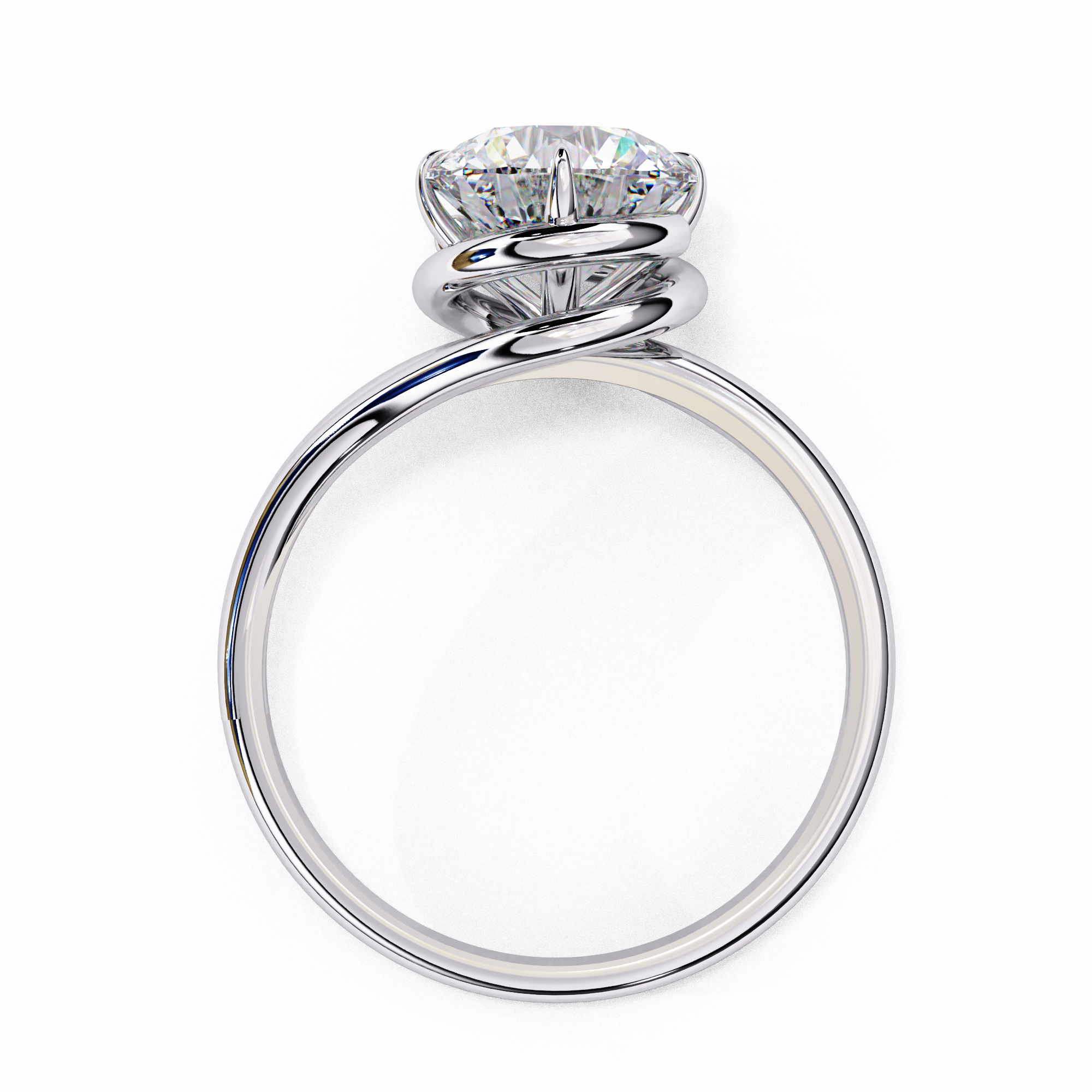 Infinity Twist Solitaire Ring – 925 Sterling Silver – 7 mm Round Center Stone