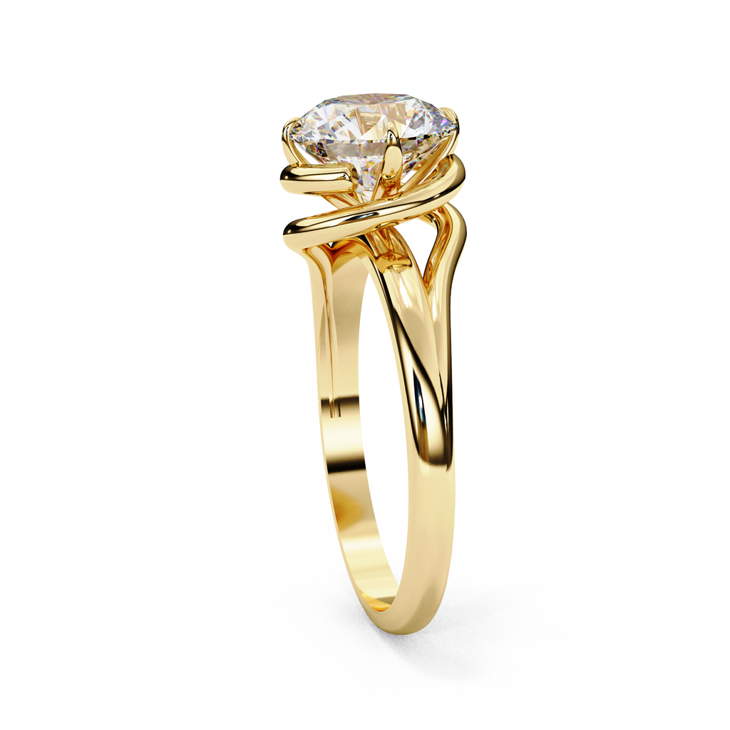 Infinity Twist Solitaire Ring – 925 Sterling Silver – 7 mm Round Center Stone