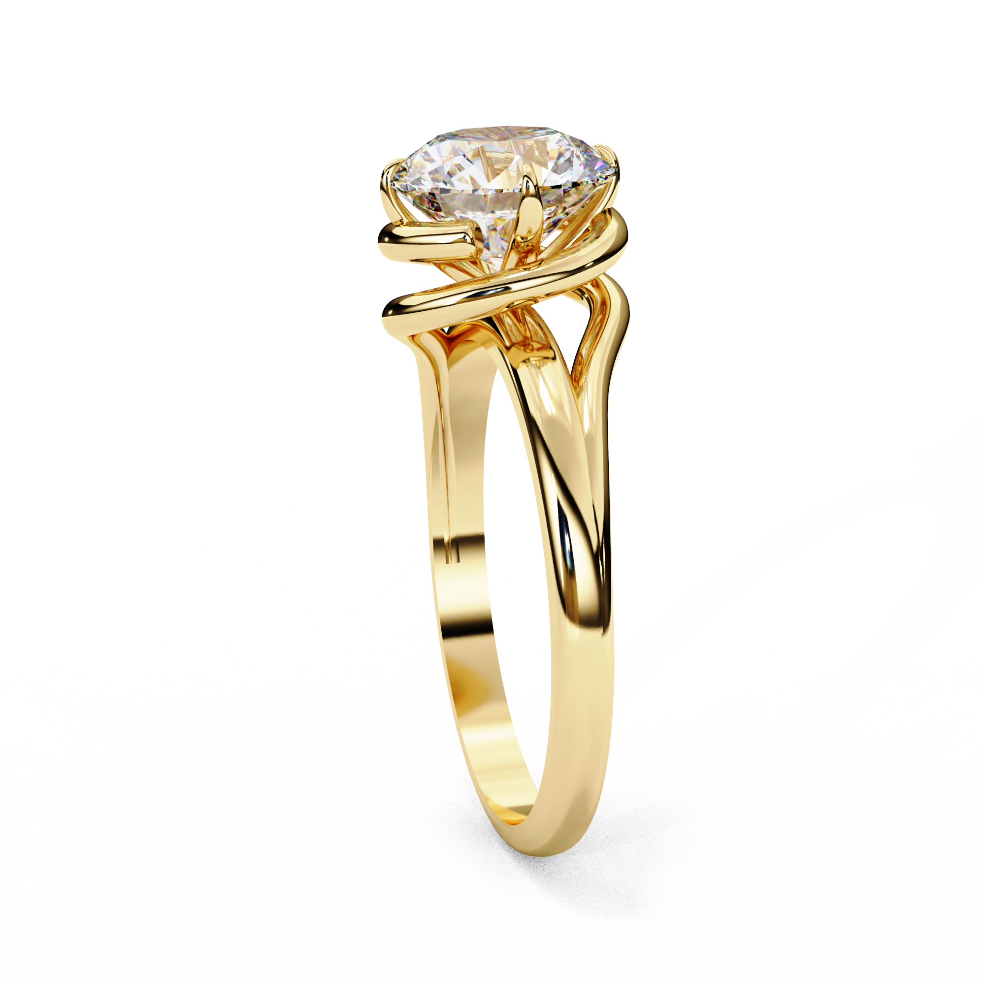 Infinity Twist Solitaire Ring – 925 Sterling Silver – 7 mm Round Center Stone
