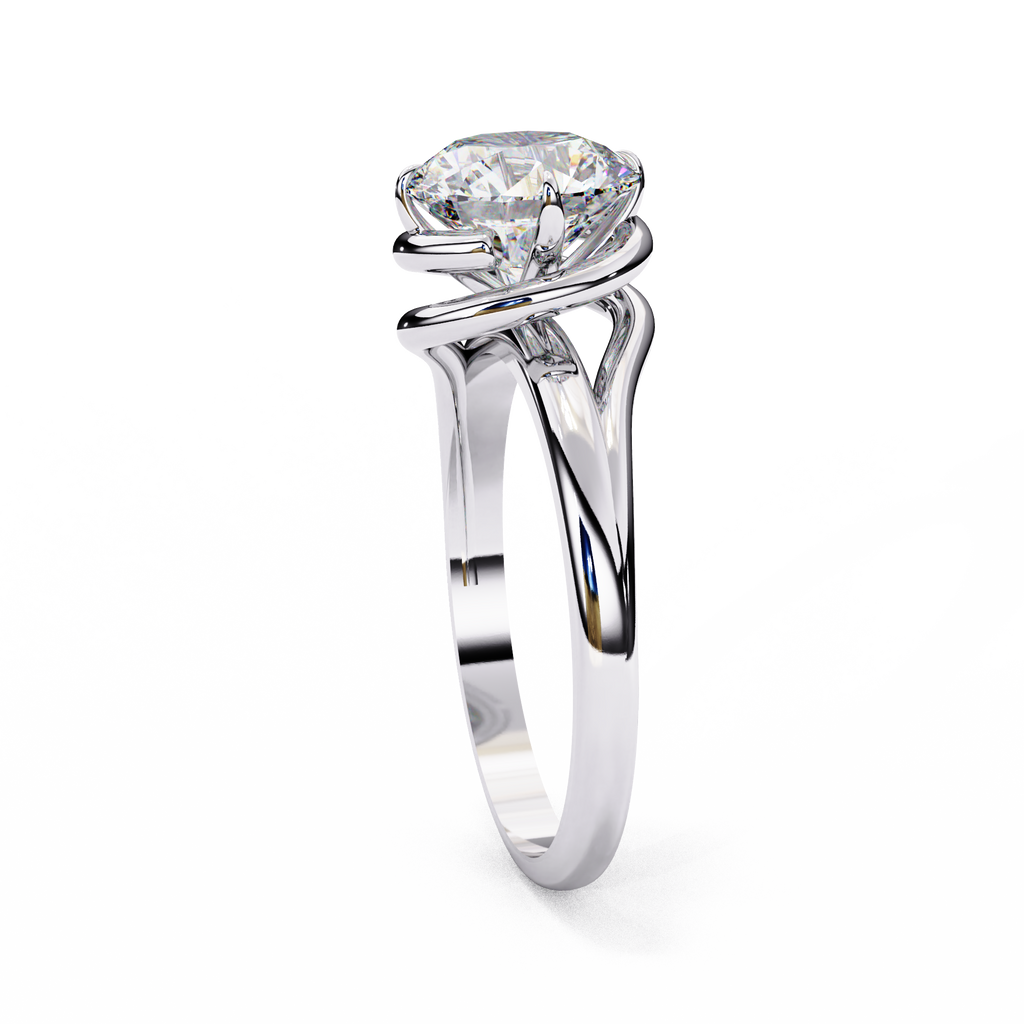 Infinity Twist Solitaire Ring – 925 Sterling Silver – 7 mm Round Center Stone