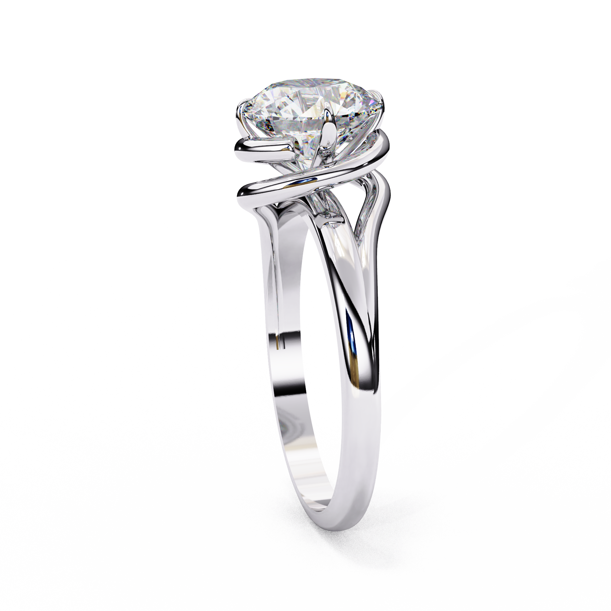 Infinity Twist Solitaire Ring – 925 Sterling Silver – 7 mm Round Center Stone