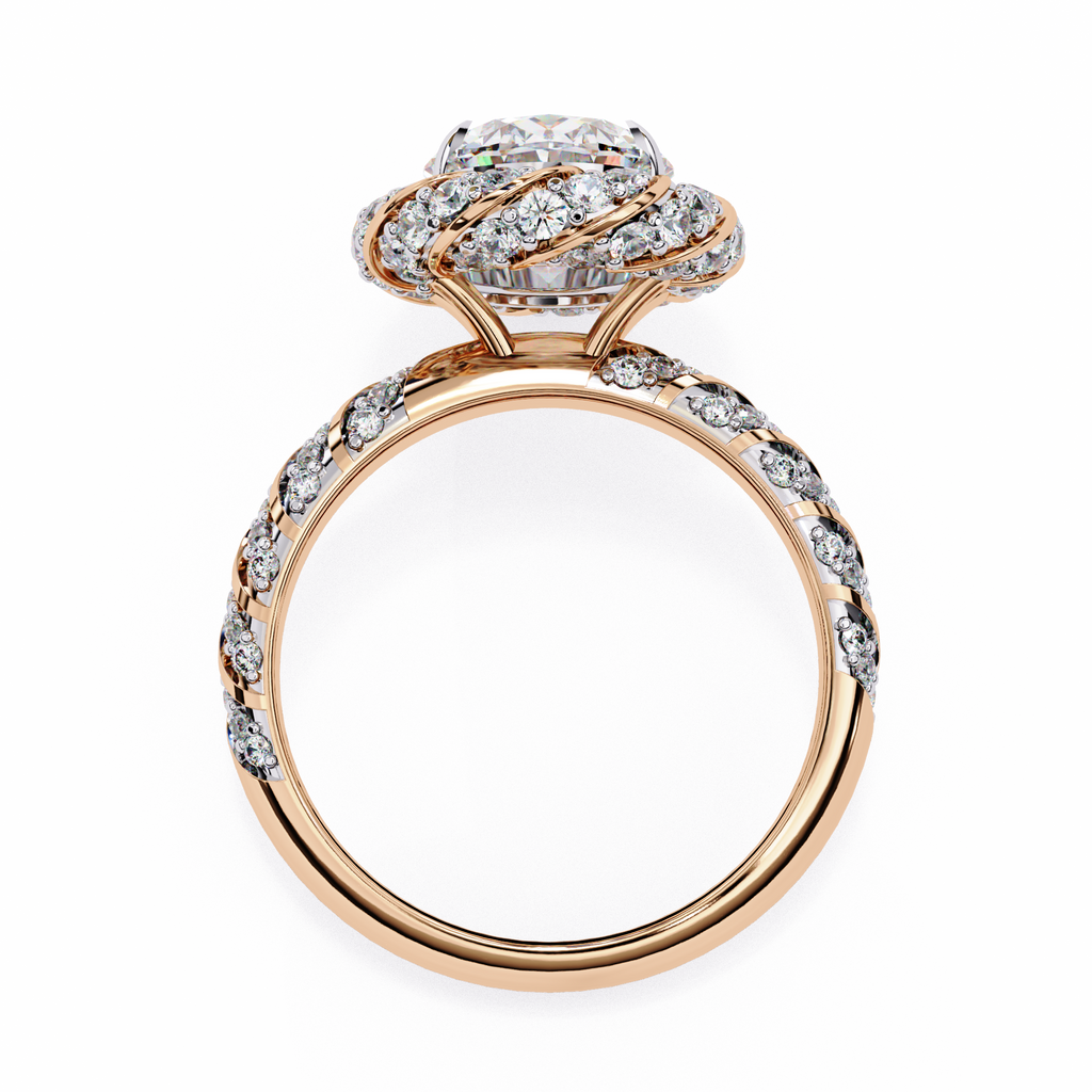 Oval & Round CZ Halo Ring in 925 Sterling Silver – 3.21 Ct TW