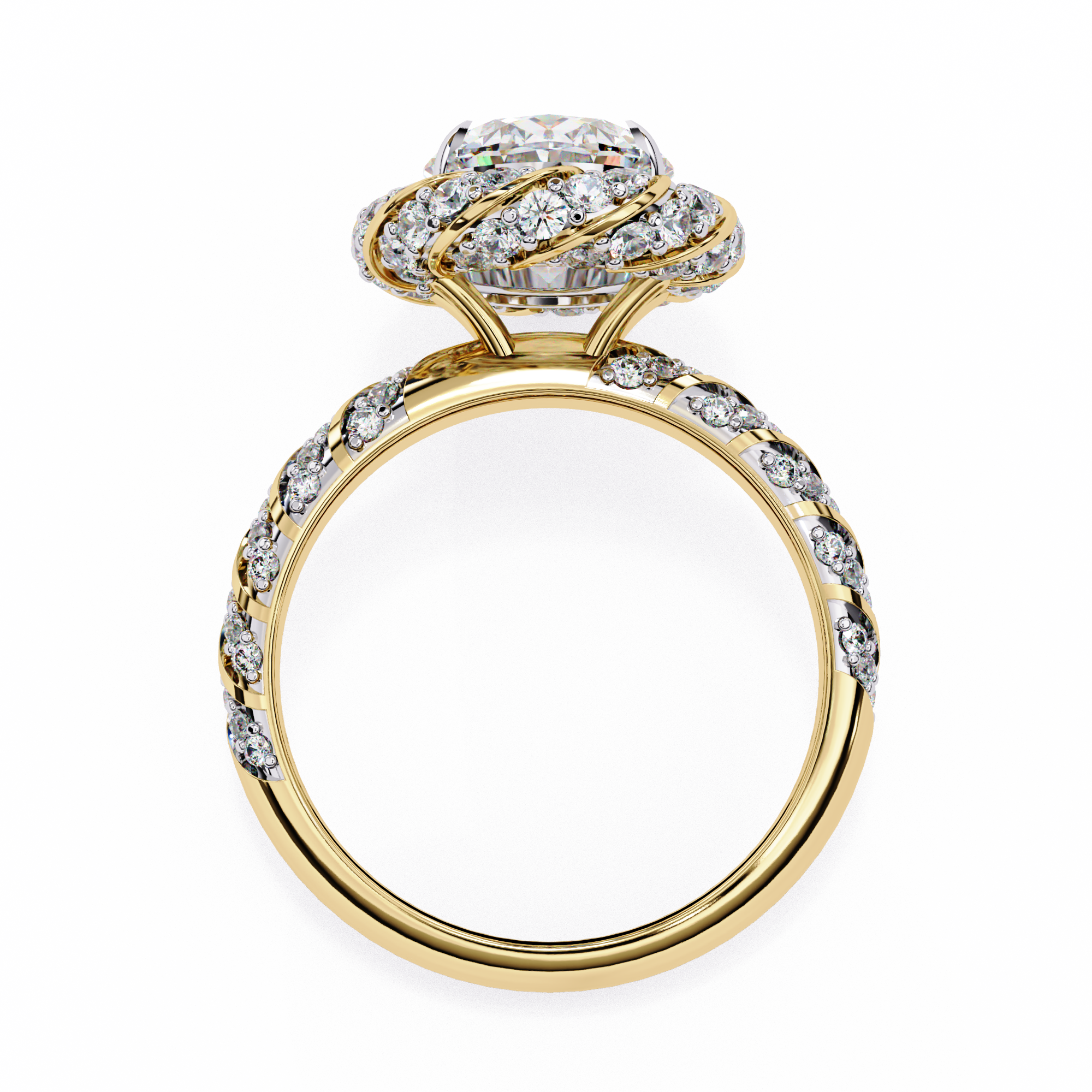 Oval & Round CZ Halo Ring in 925 Sterling Silver – 3.21 Ct TW