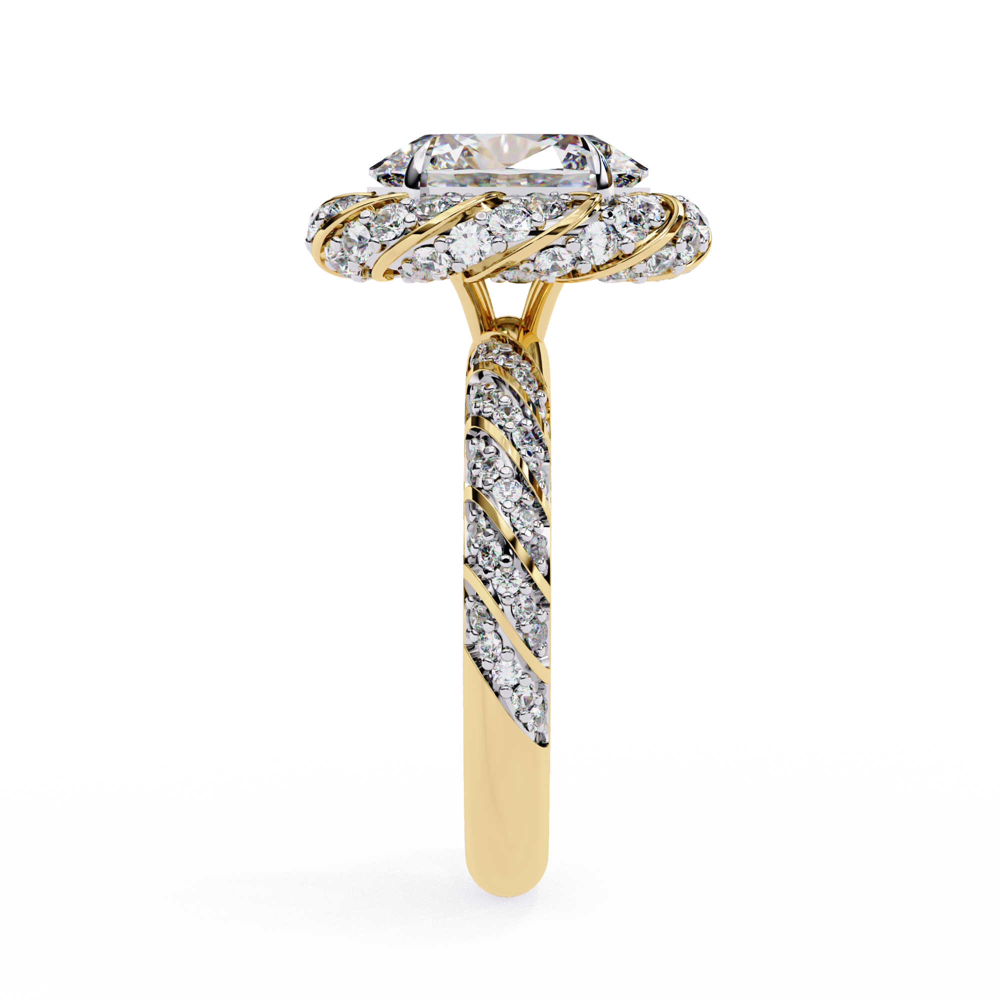 Oval & Round CZ Halo Ring in 925 Sterling Silver – 3.21 Ct TW