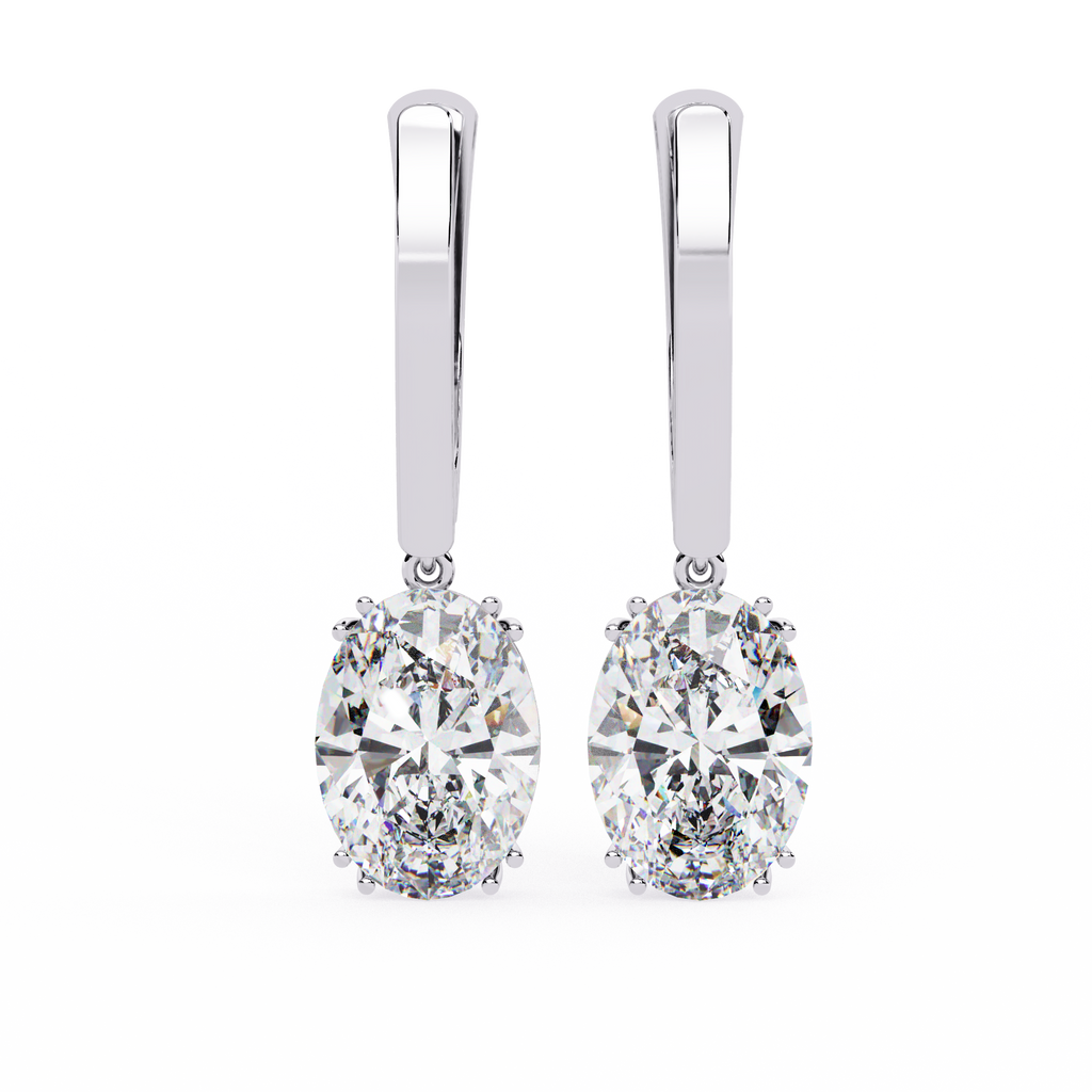Oval-Cut CZ Drop Earrings in 925 Sterling Silver – 1.62 Ct TW