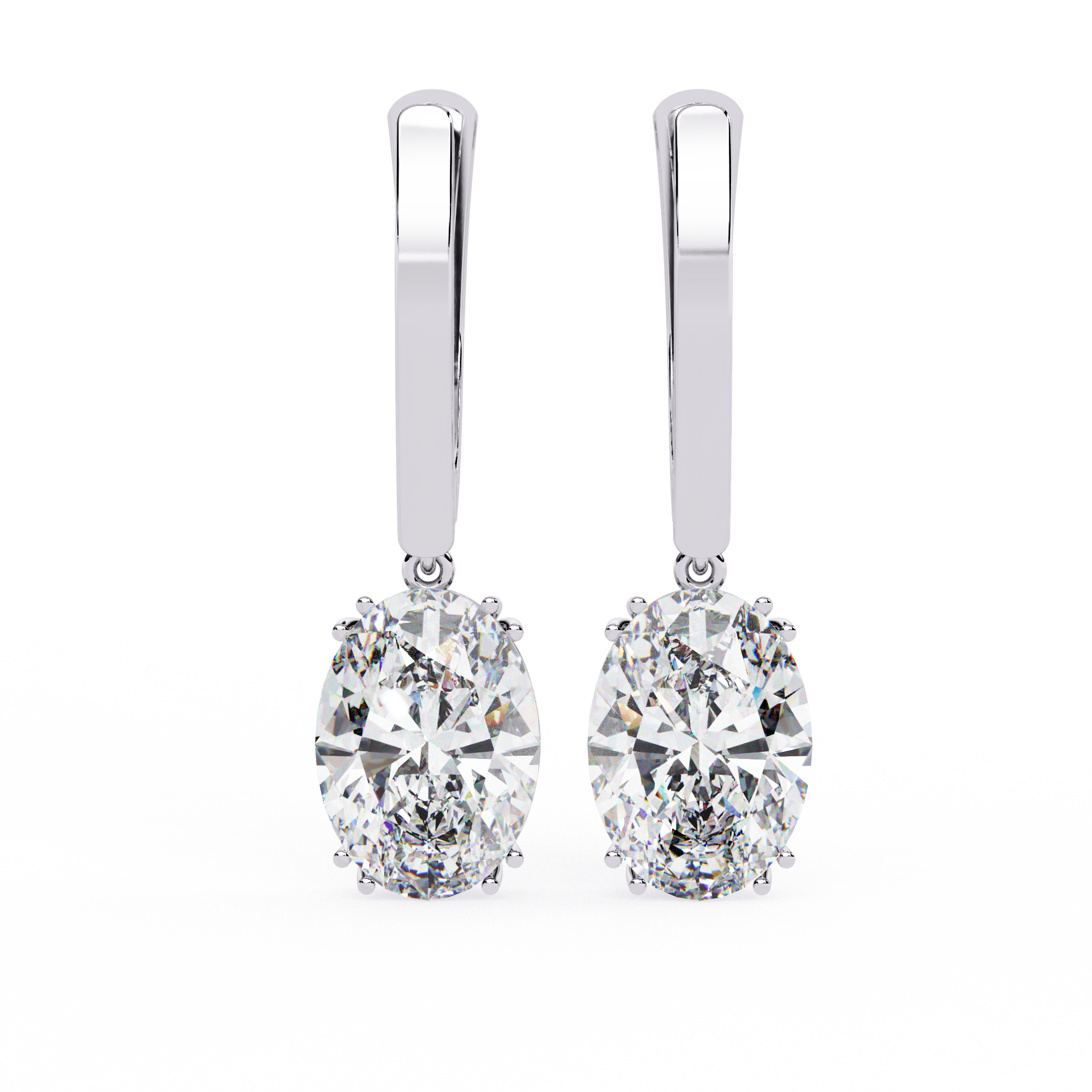 Oval-Cut CZ Drop Earrings in 925 Sterling Silver – 1.62 Ct TW