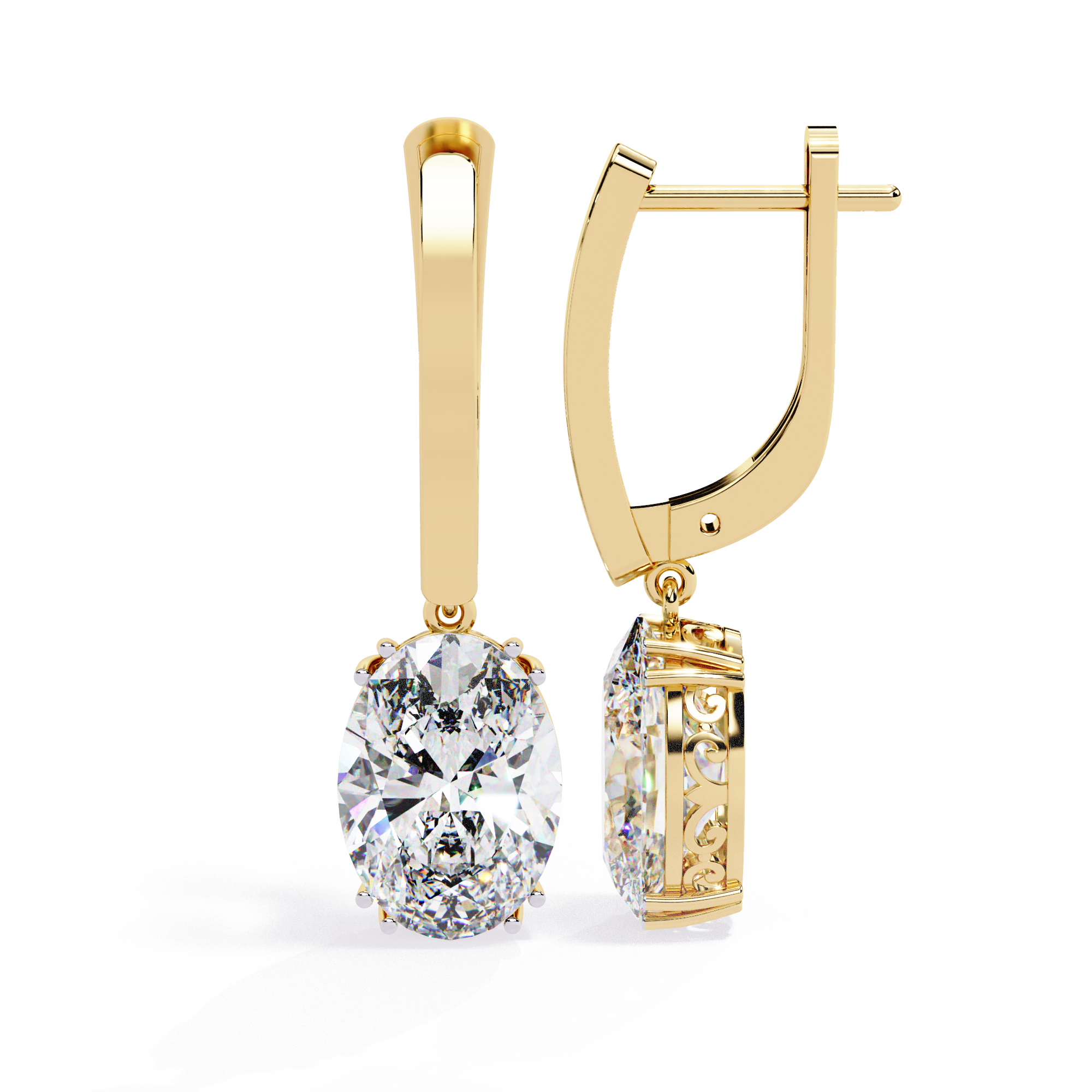 Oval-Cut CZ Drop Earrings in 925 Sterling Silver – 1.62 Ct TW