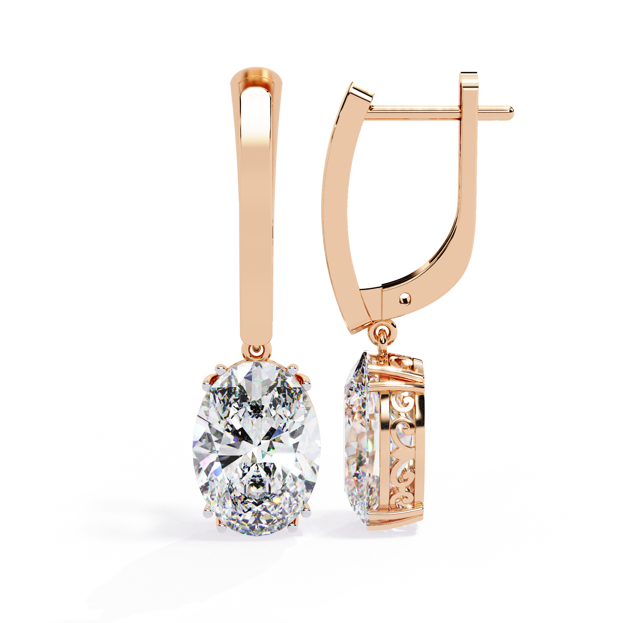 Oval-Cut CZ Drop Earrings in 925 Sterling Silver – 1.62 Ct TW