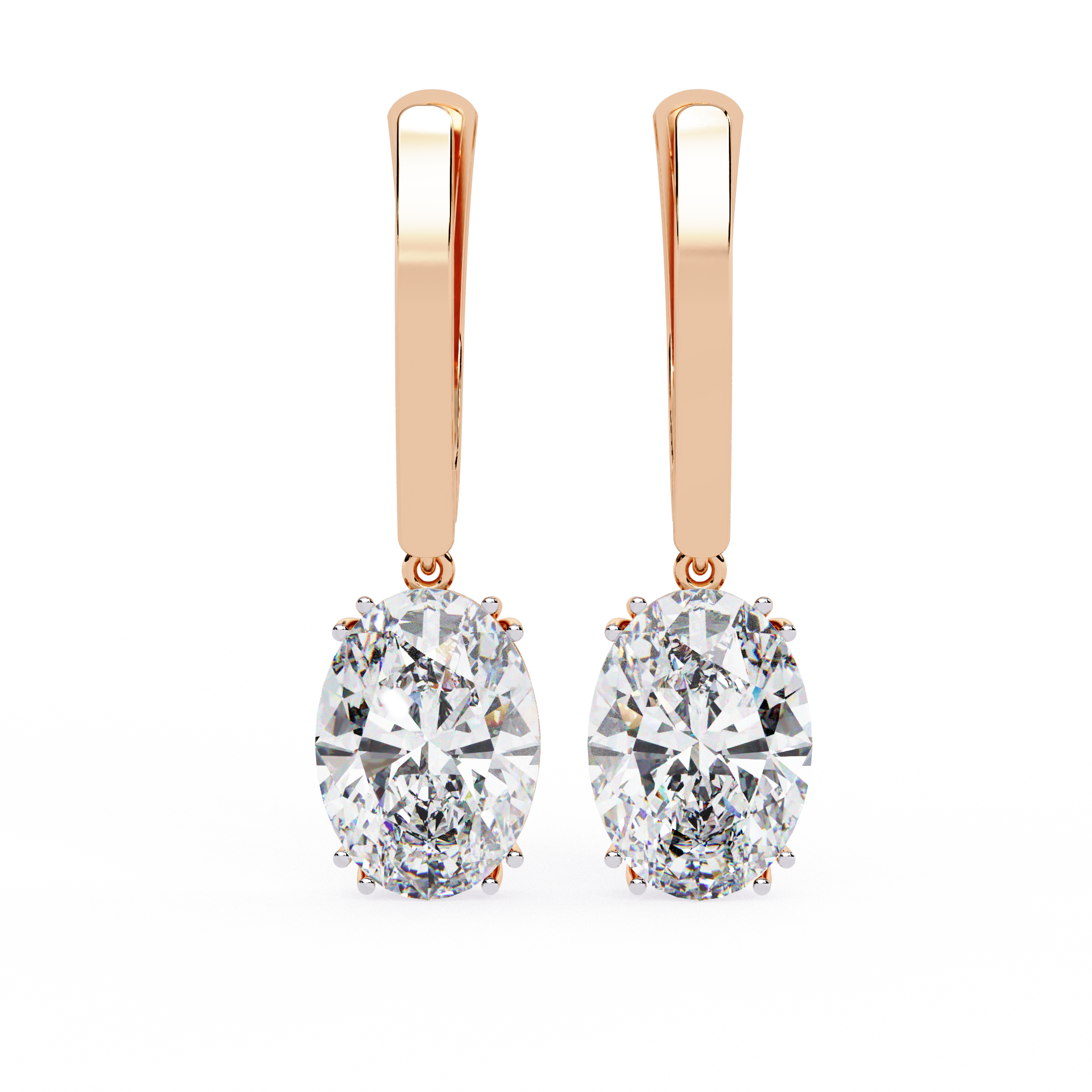 Oval-Cut CZ Drop Earrings in 925 Sterling Silver – 1.62 Ct TW