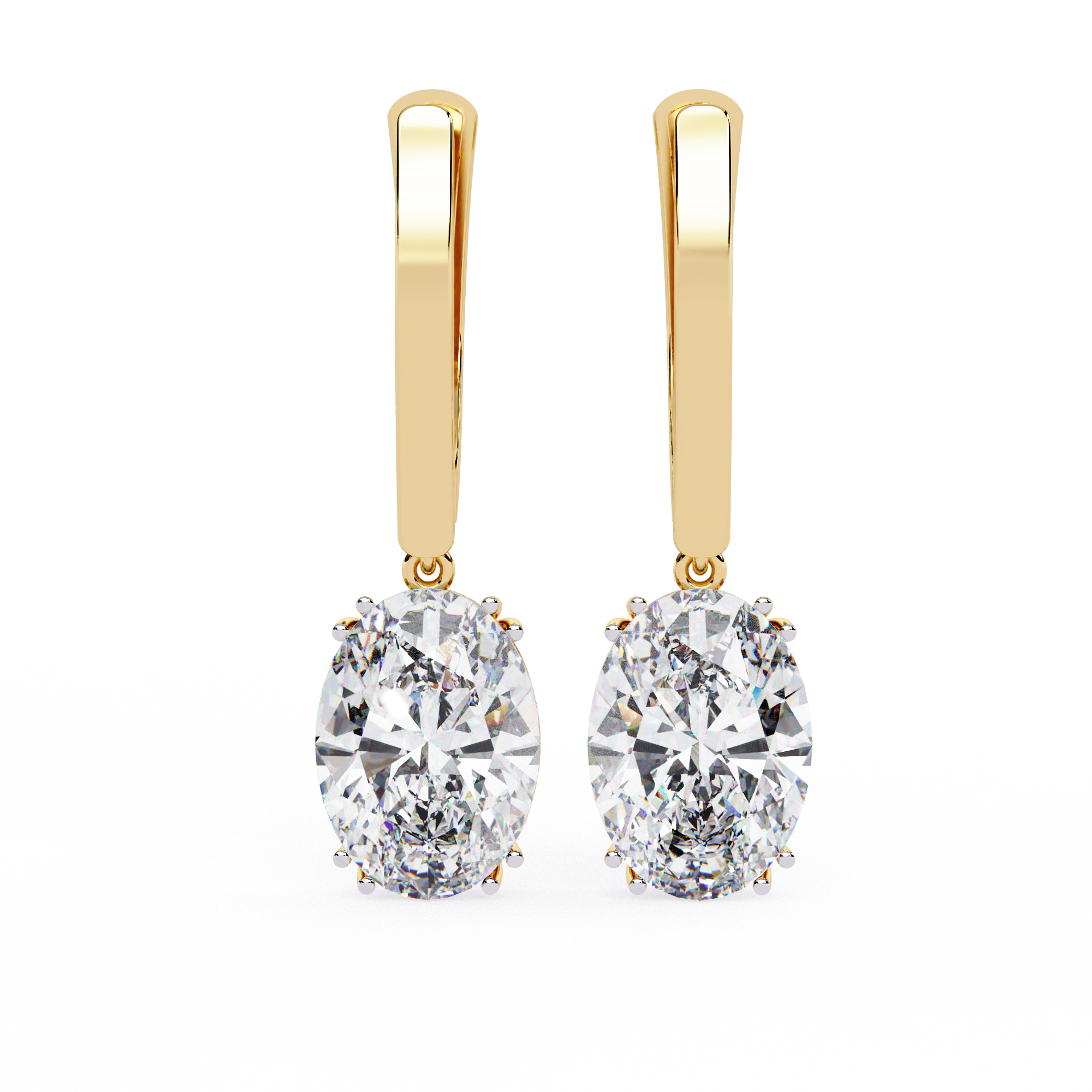 Oval-Cut CZ Drop Earrings in 925 Sterling Silver – 1.62 Ct TW