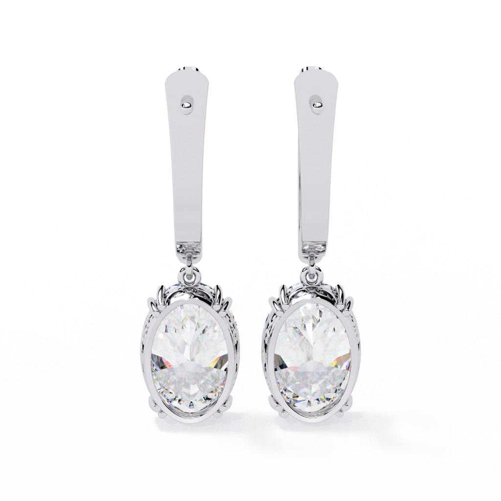 Oval-Cut CZ Drop Earrings in 925 Sterling Silver – 1.62 Ct TW