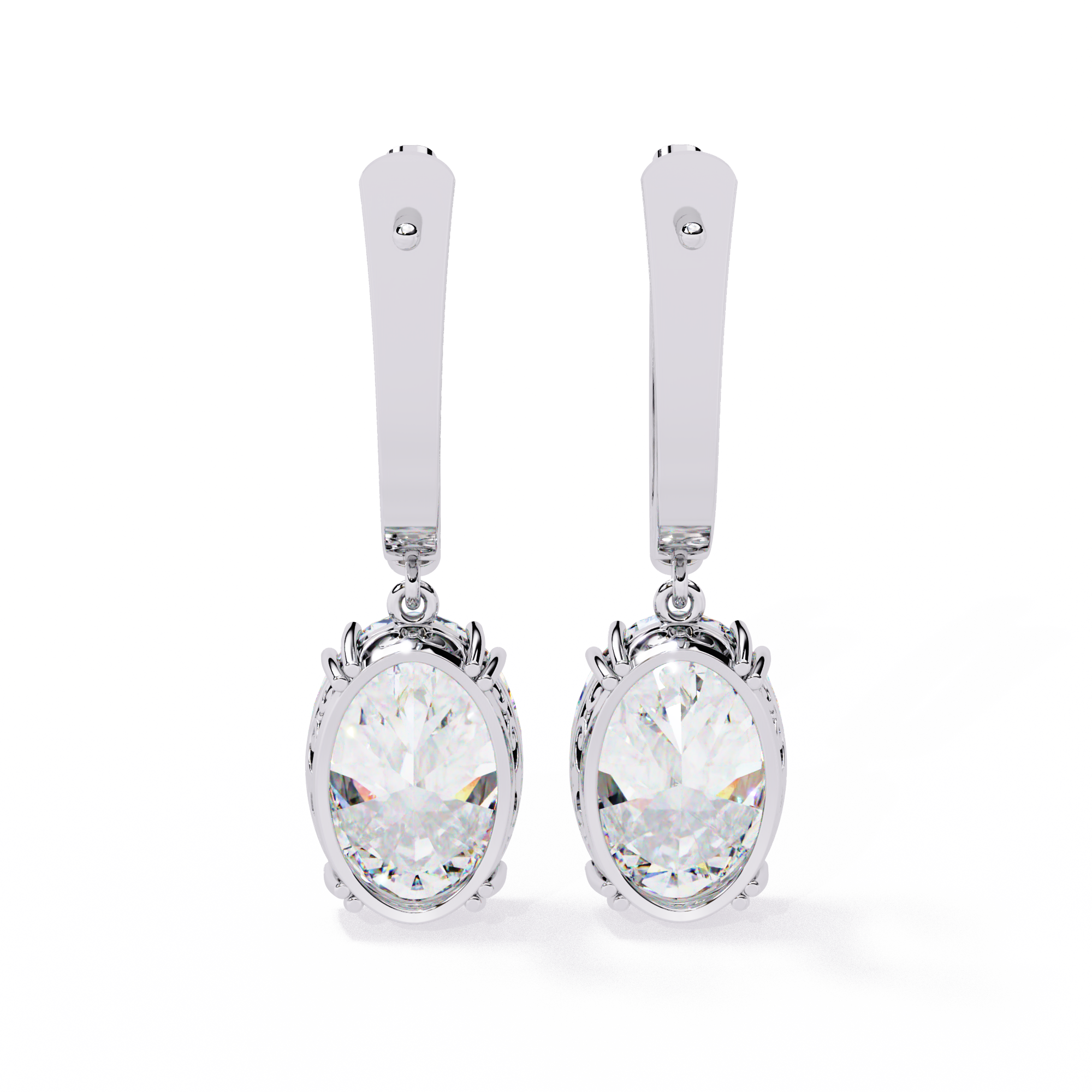 Oval-Cut CZ Drop Earrings in 925 Sterling Silver – 1.62 Ct TW