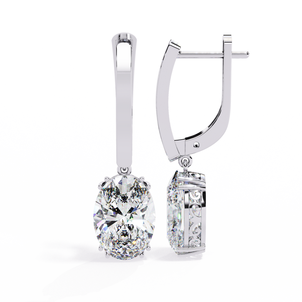 Oval-Cut CZ Drop Earrings in 925 Sterling Silver – 1.62 Ct TW