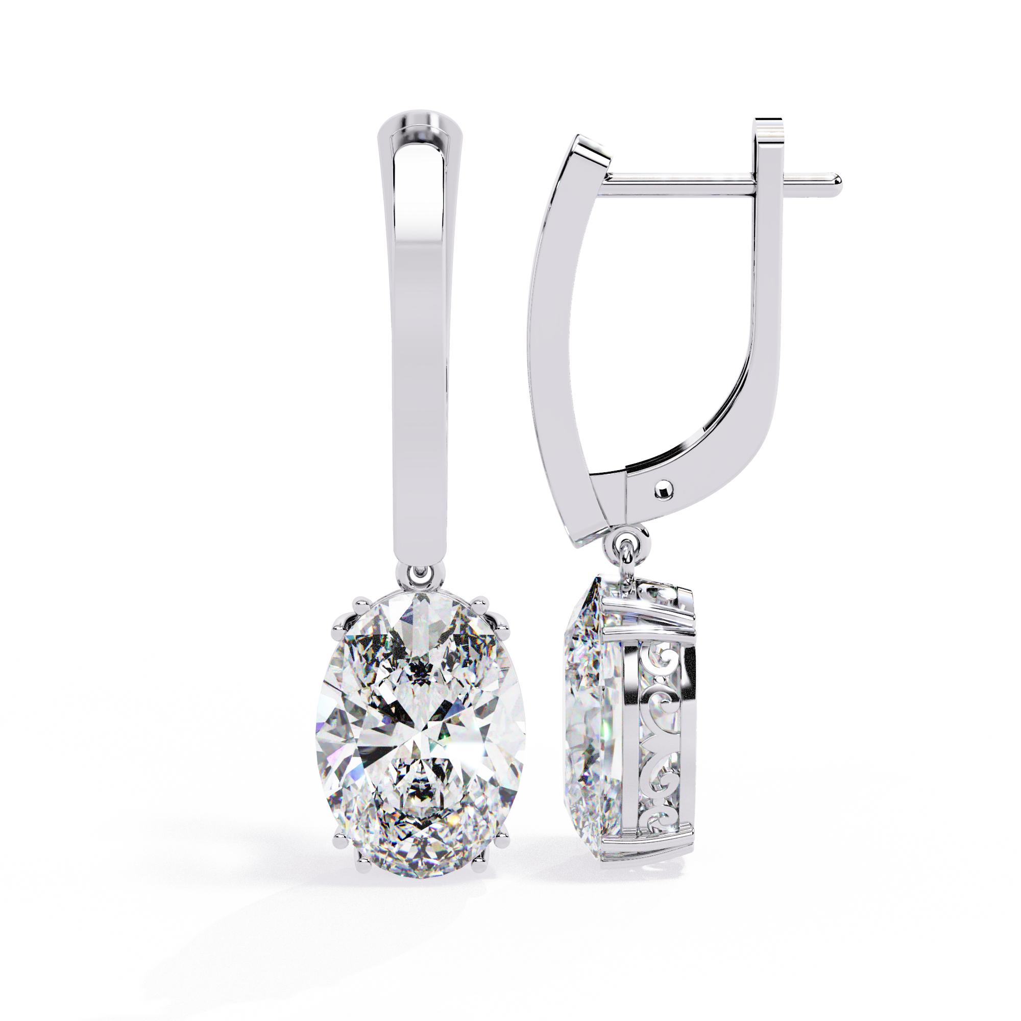 Oval-Cut CZ Drop Earrings in 925 Sterling Silver – 1.62 Ct TW