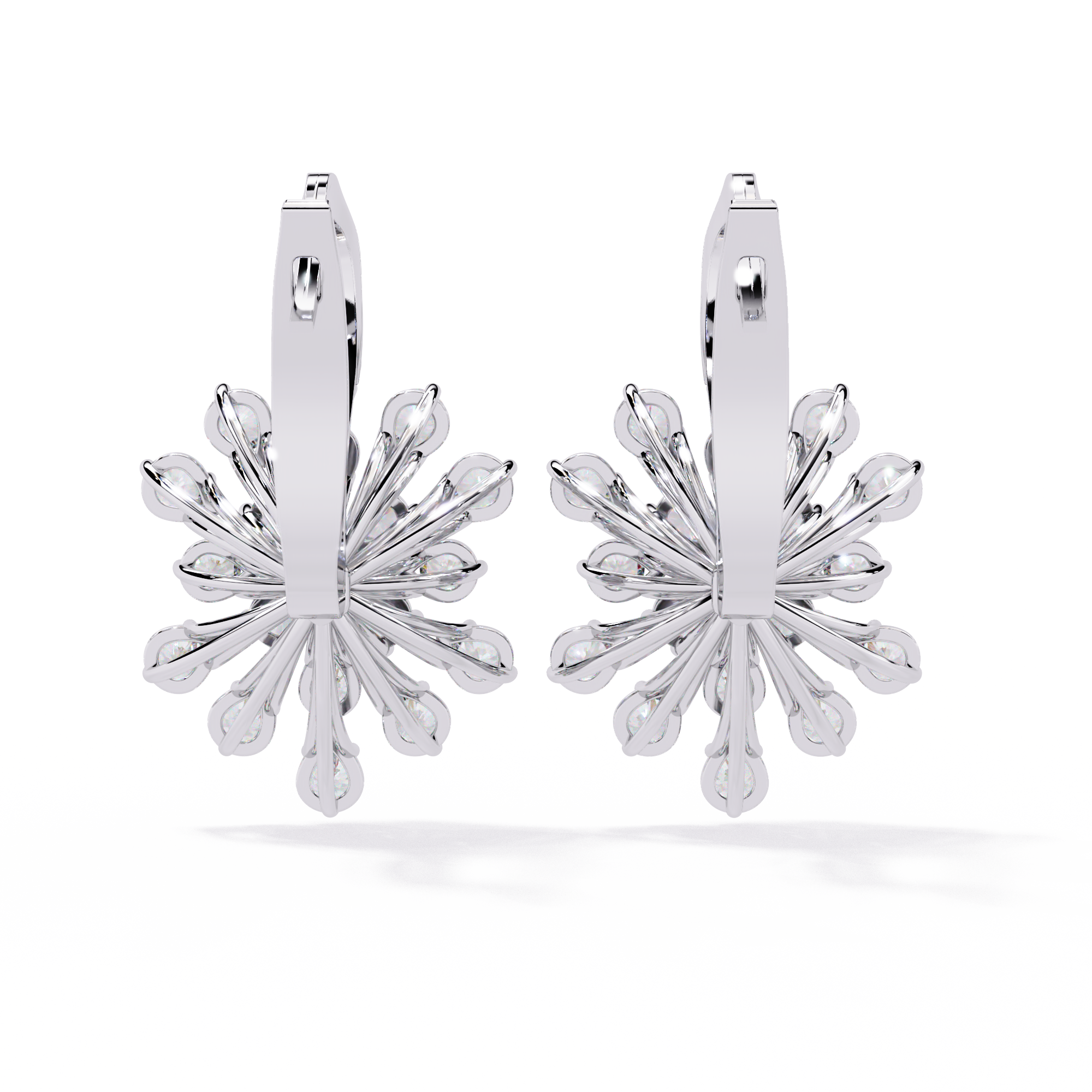 Floral Diamond Cluster Drop Earrings – Elegant Gold Dangle Design