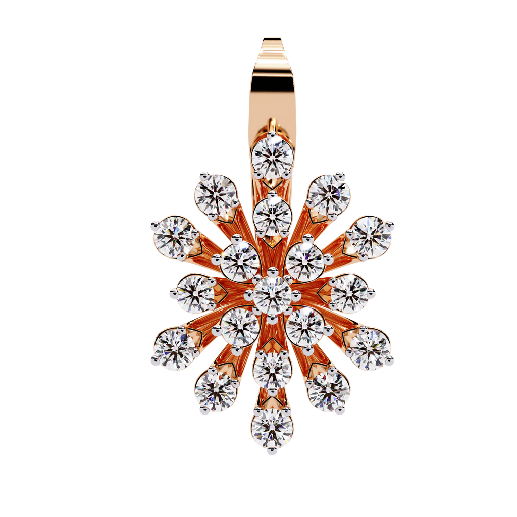 Floral Diamond Cluster Drop Earrings – Elegant Gold Dangle Design