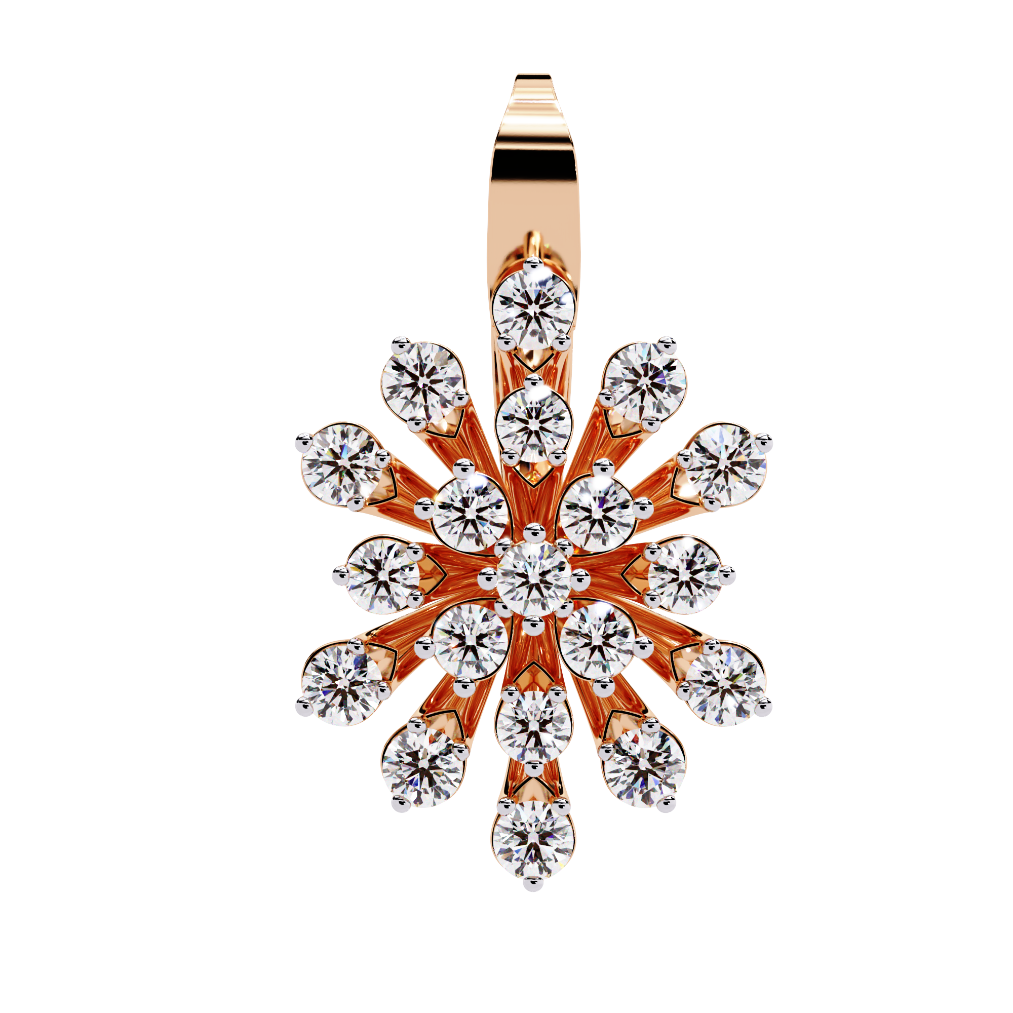 Floral Diamond Cluster Drop Earrings – Elegant Gold Dangle Design