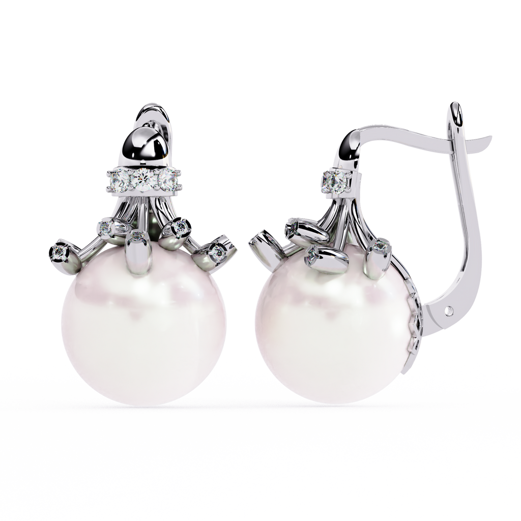 Classic Pearl Drop Earrings – Sterling Silver 925 with CZ Accents