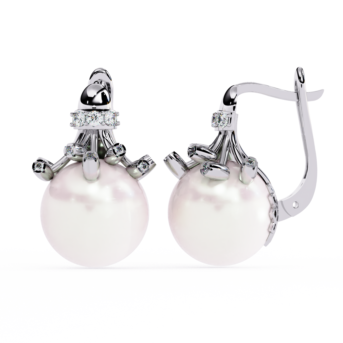 Classic Pearl Drop Earrings – Sterling Silver 925 with CZ Accents