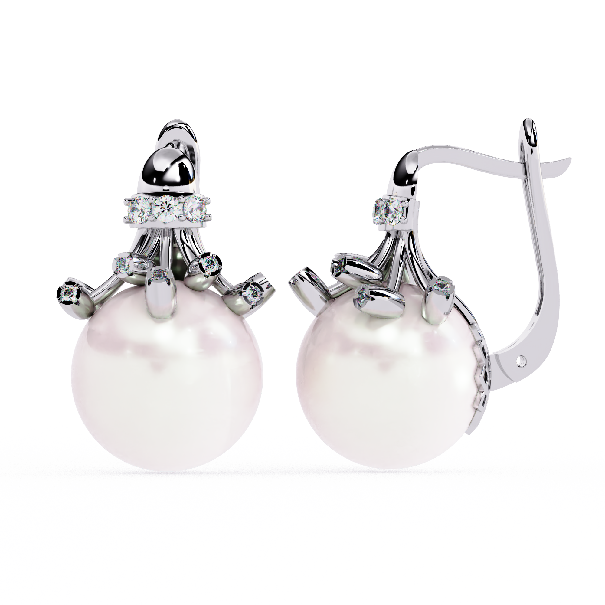 Classic Pearl Drop Earrings – Sterling Silver 925 with CZ Accents