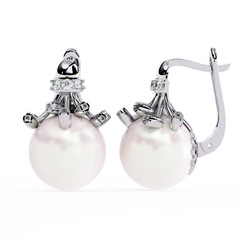 Classic Pearl Drop Earrings – Sterling Silver 925 with CZ Accents