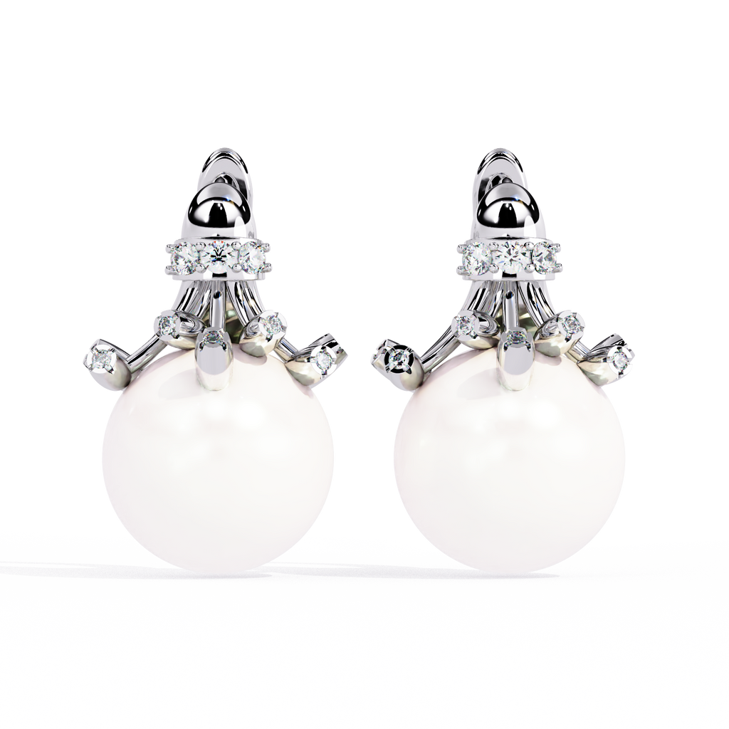Classic Pearl Drop Earrings – Sterling Silver 925 with CZ Accents