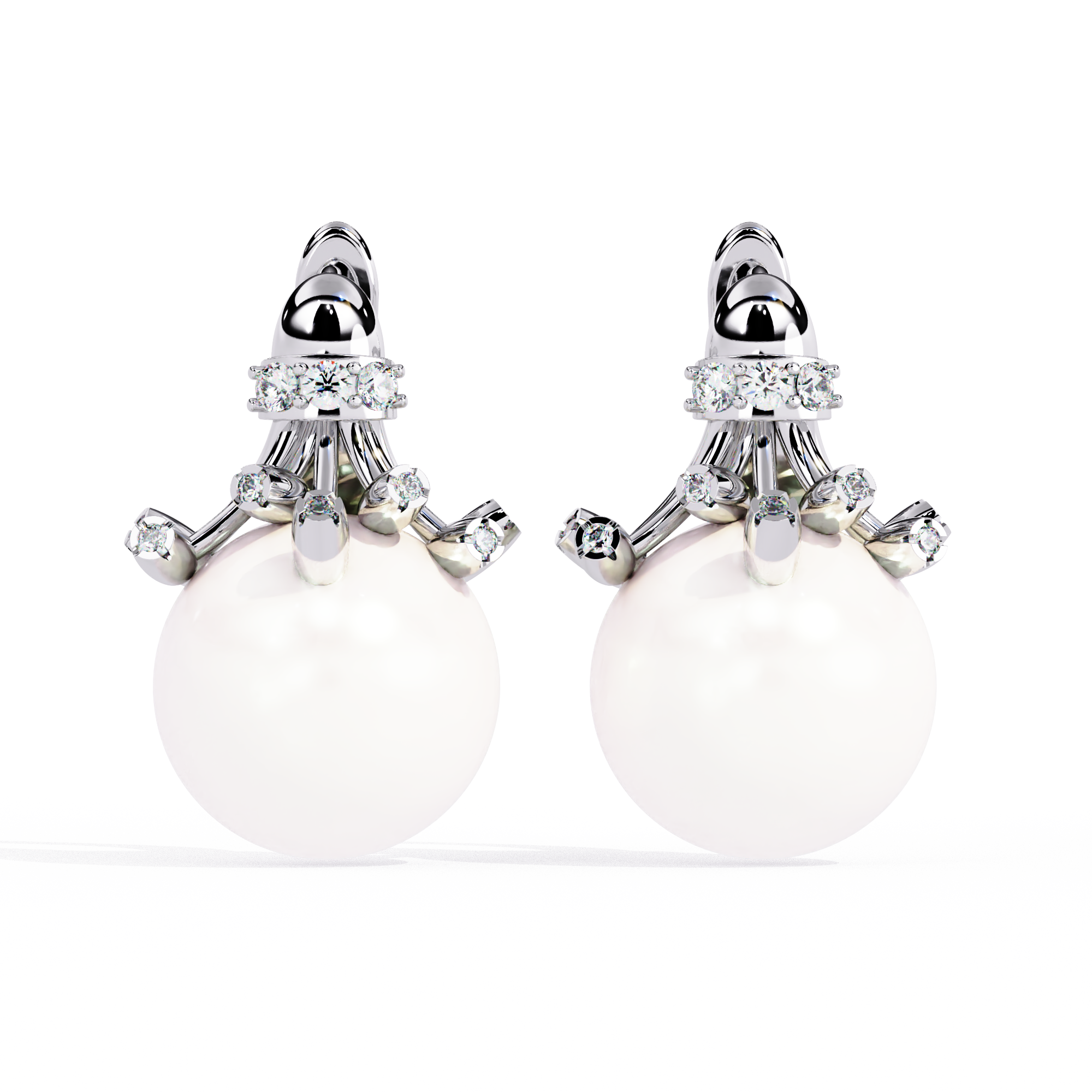 Classic Pearl Drop Earrings – Sterling Silver 925 with CZ Accents