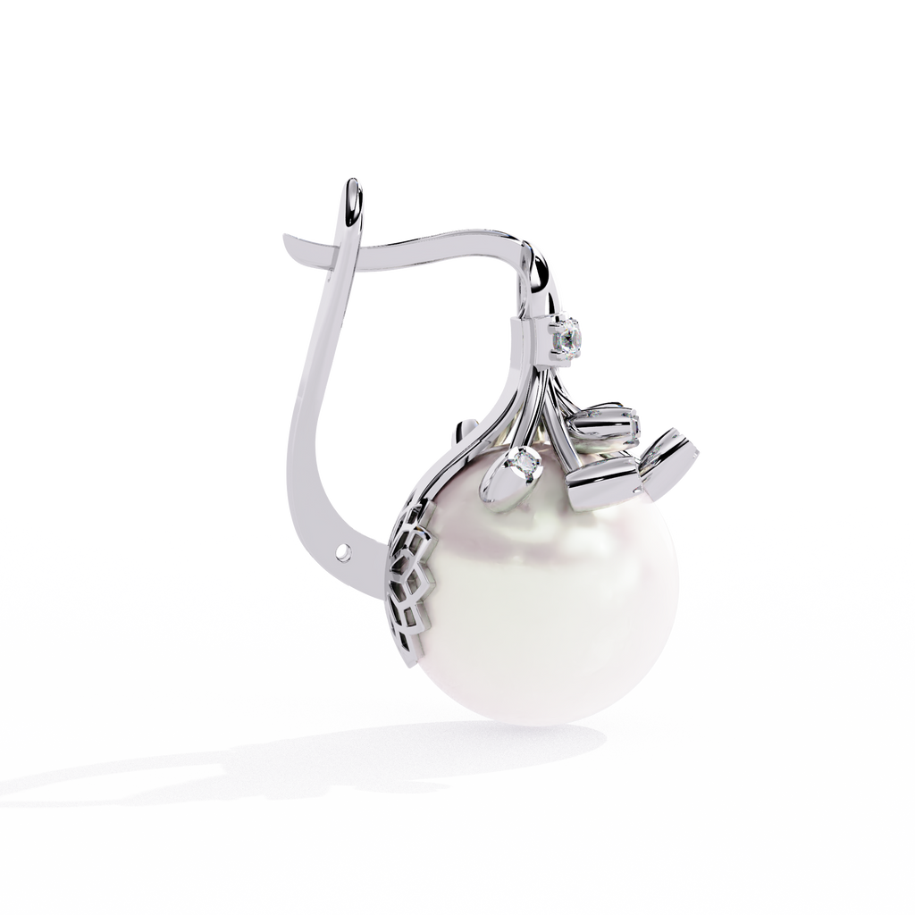 Classic Pearl Drop Earrings – Sterling Silver 925 with CZ Accents