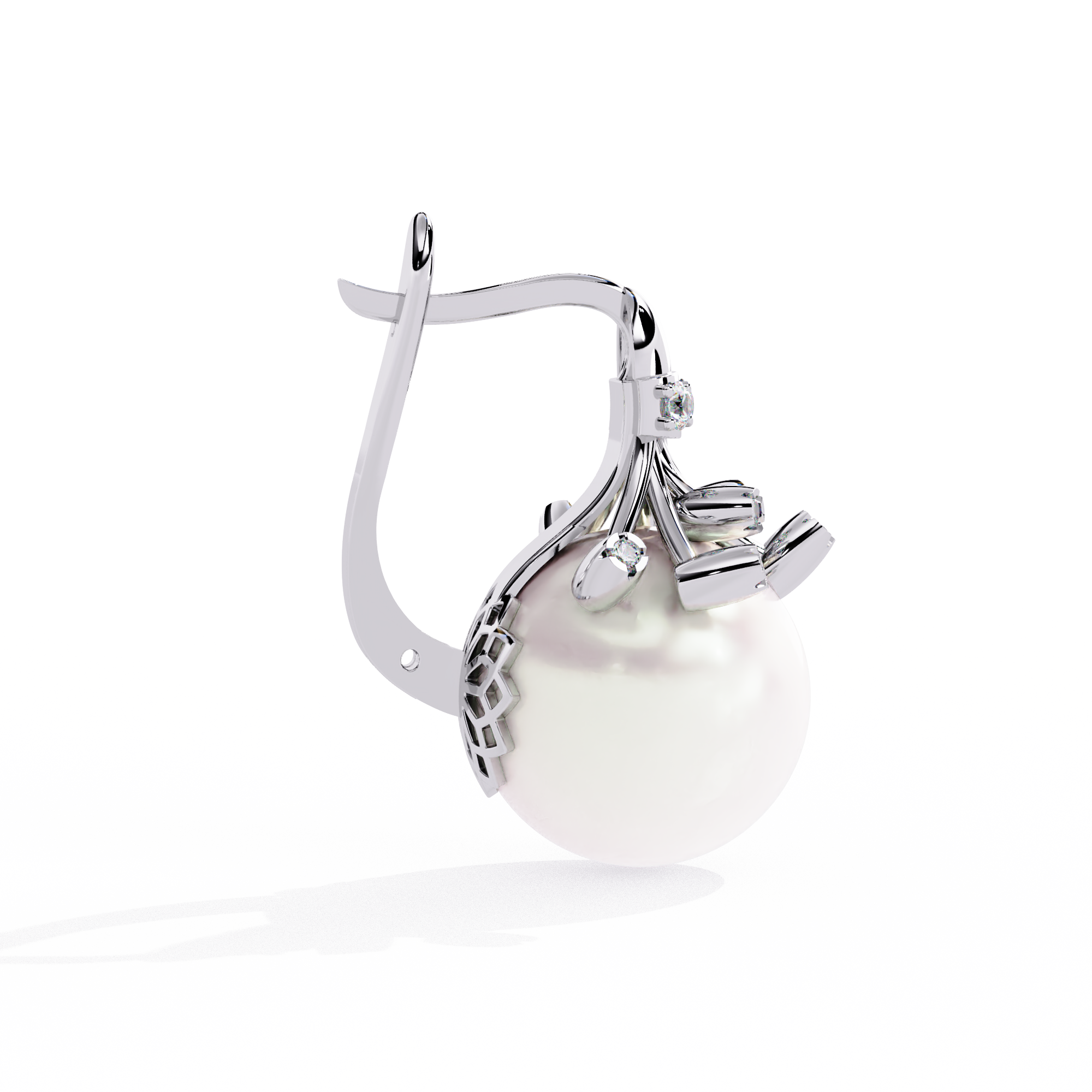 Classic Pearl Drop Earrings – Sterling Silver 925 with CZ Accents