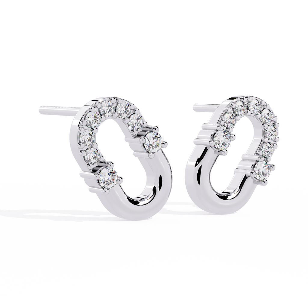 Oval Hoop Stud Earrings