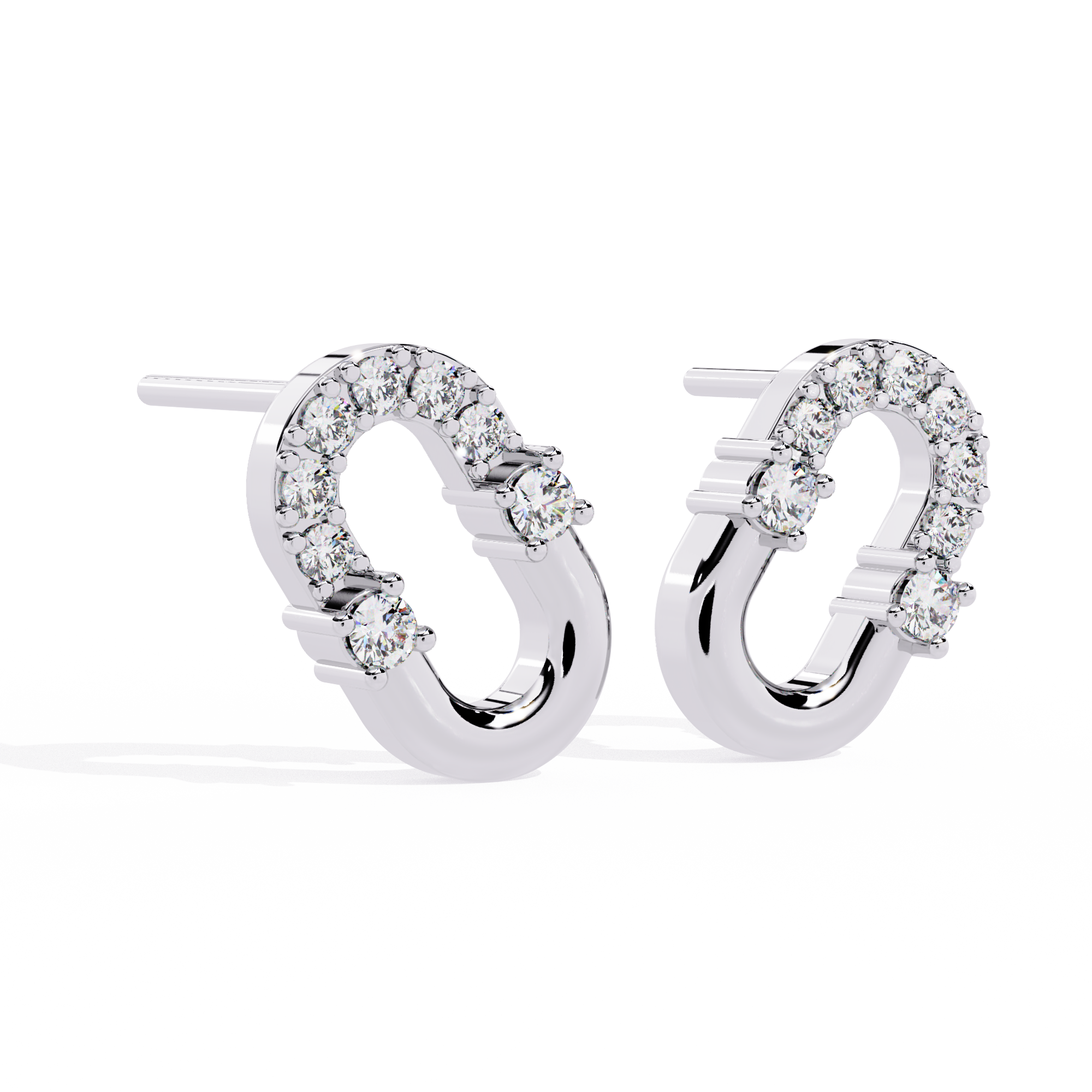 Oval Hoop Stud Earrings