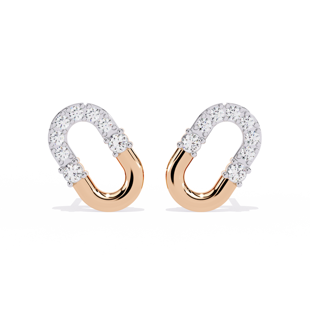 Oval Hoop Stud Earrings