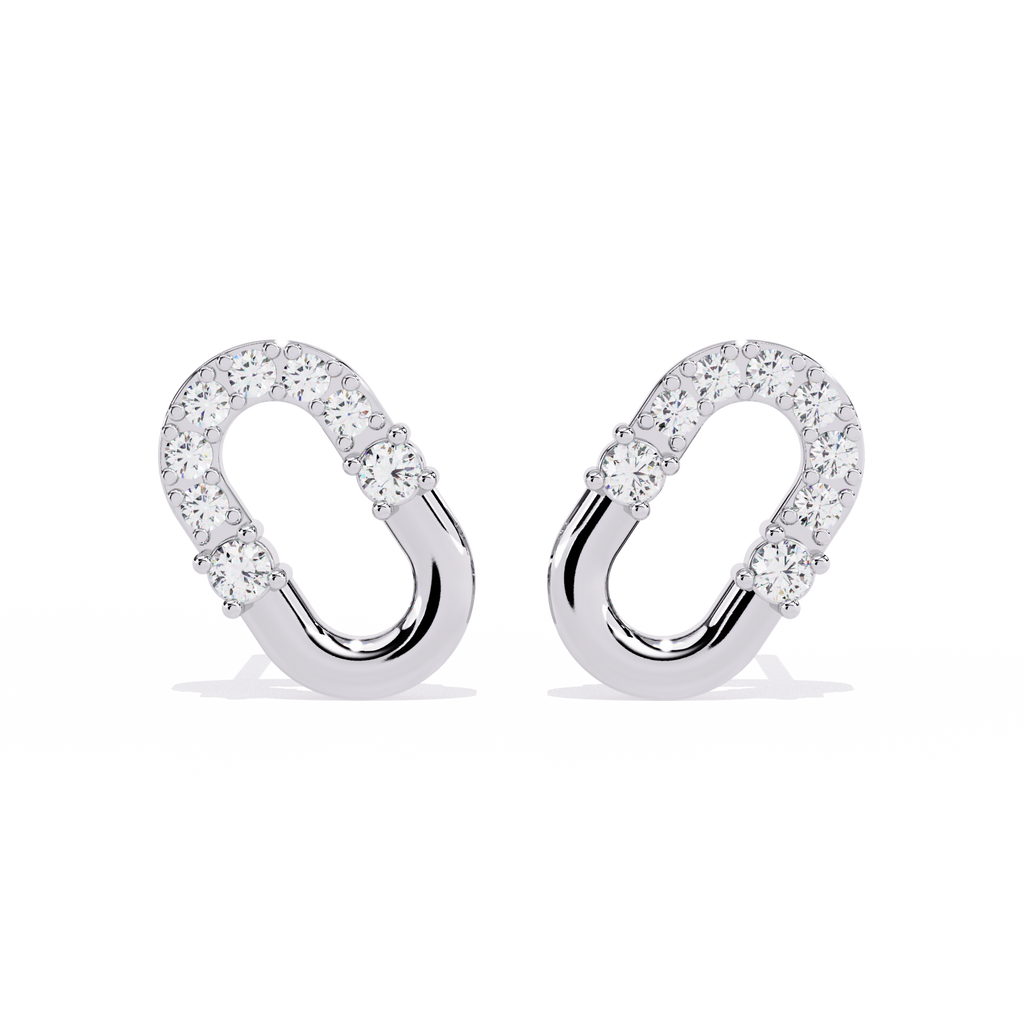 Oval Hoop Stud Earrings