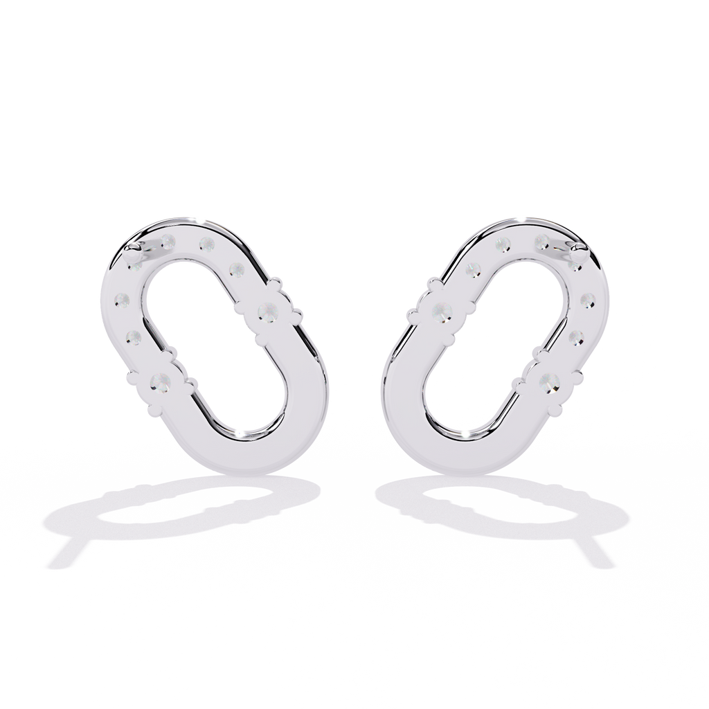 Oval Hoop Stud Earrings