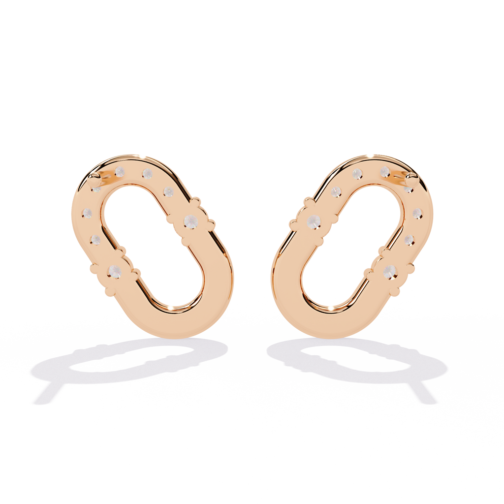 Oval Hoop Stud Earrings
