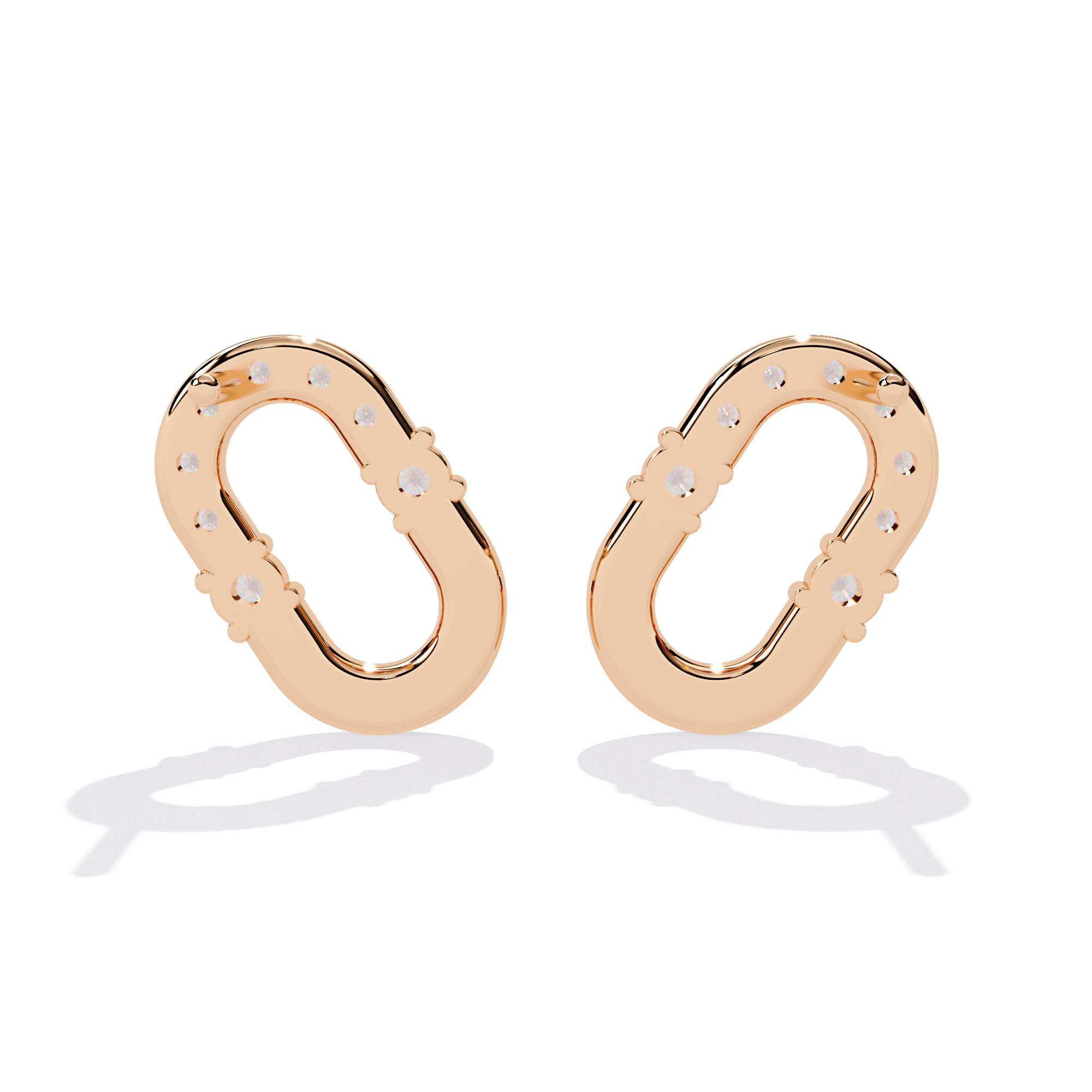 Oval Hoop Stud Earrings