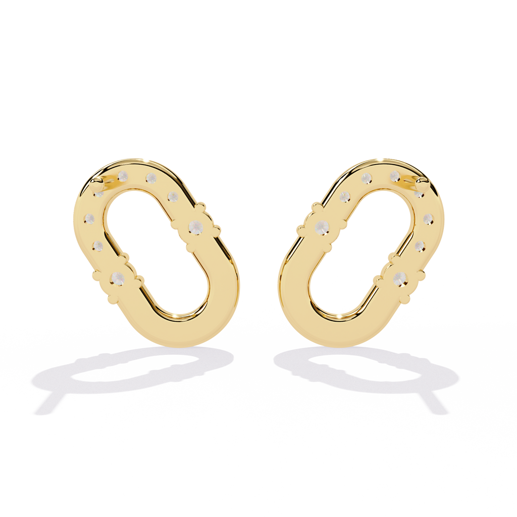 Oval Hoop Stud Earrings