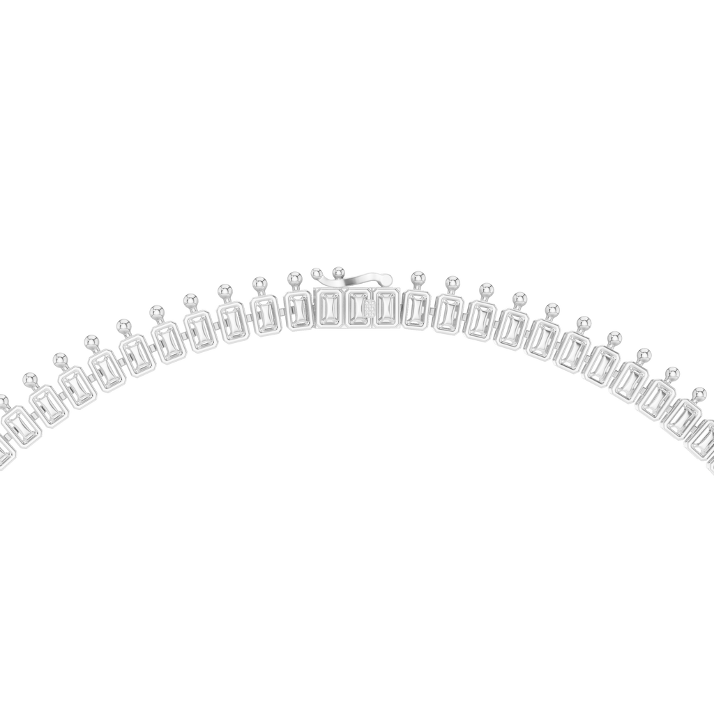 Regal Blue Radiant-Cut Designer Diamond Necklace in 925 Silver