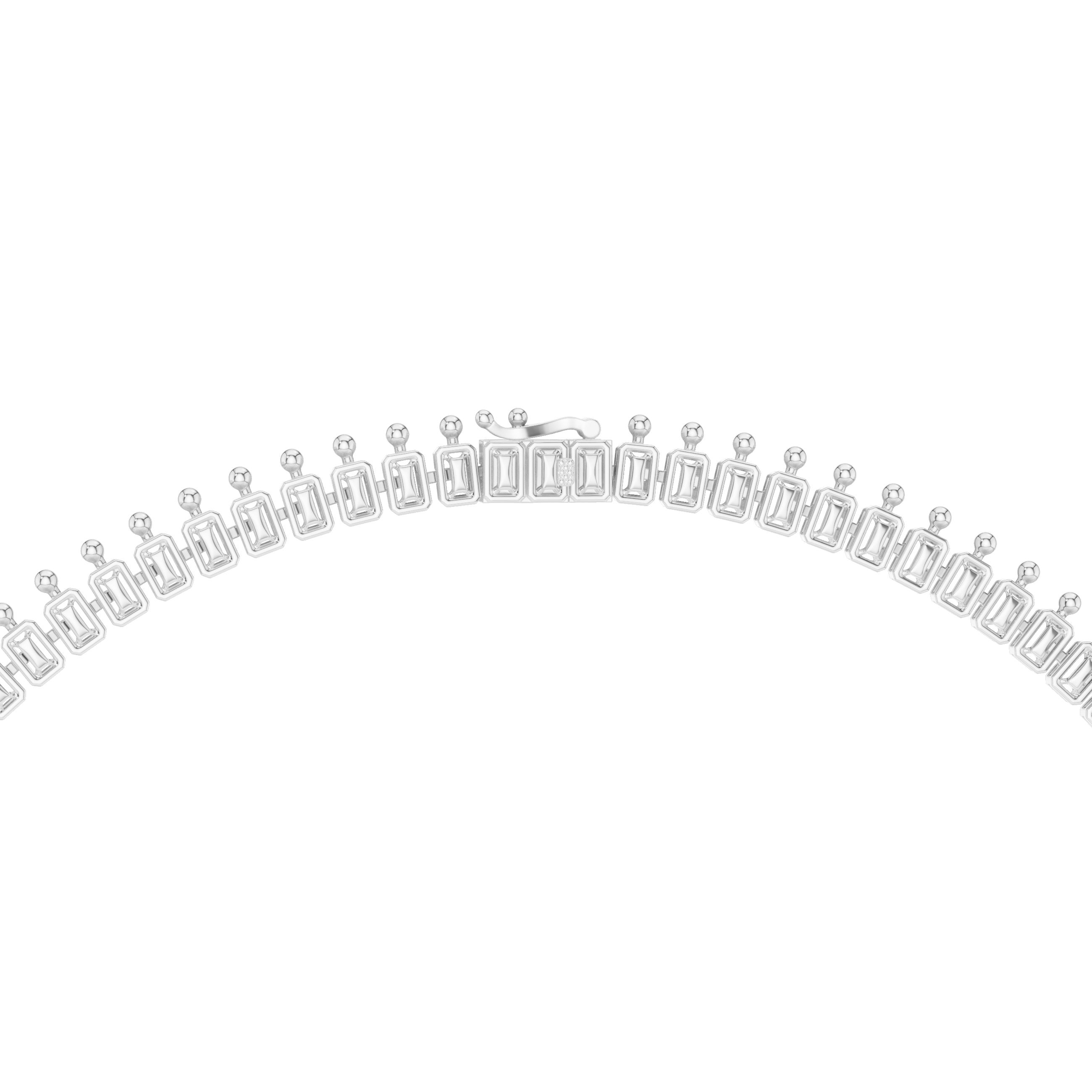 Regal Blue Radiant-Cut Designer Diamond Necklace in 925 Silver