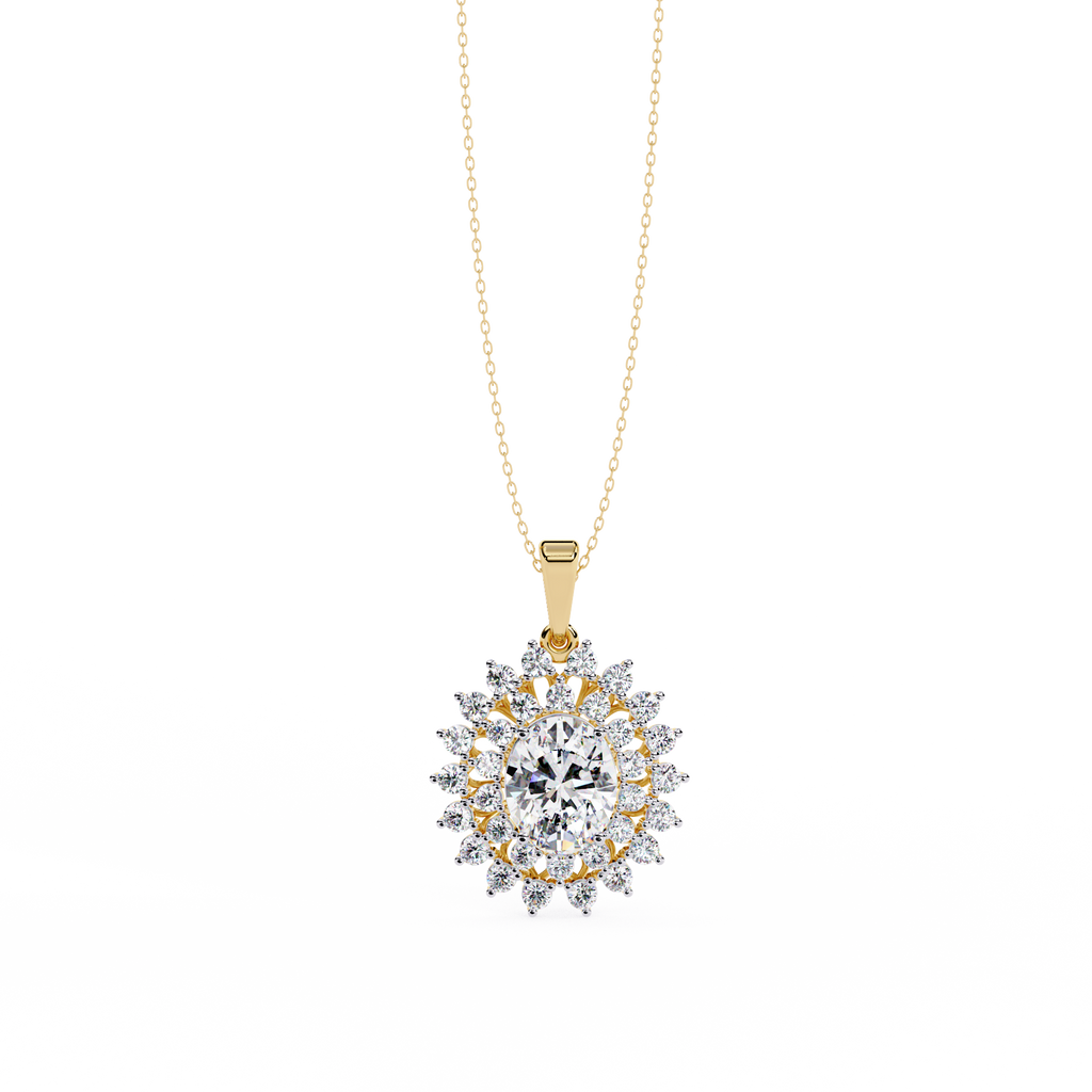 Oval Halo Diamond Pendant | 3DM & STL Jewelry CAD File