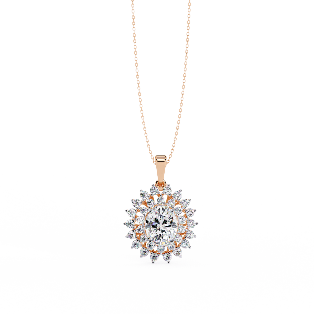 Oval Halo Diamond Pendant | 3DM & STL Jewelry CAD File