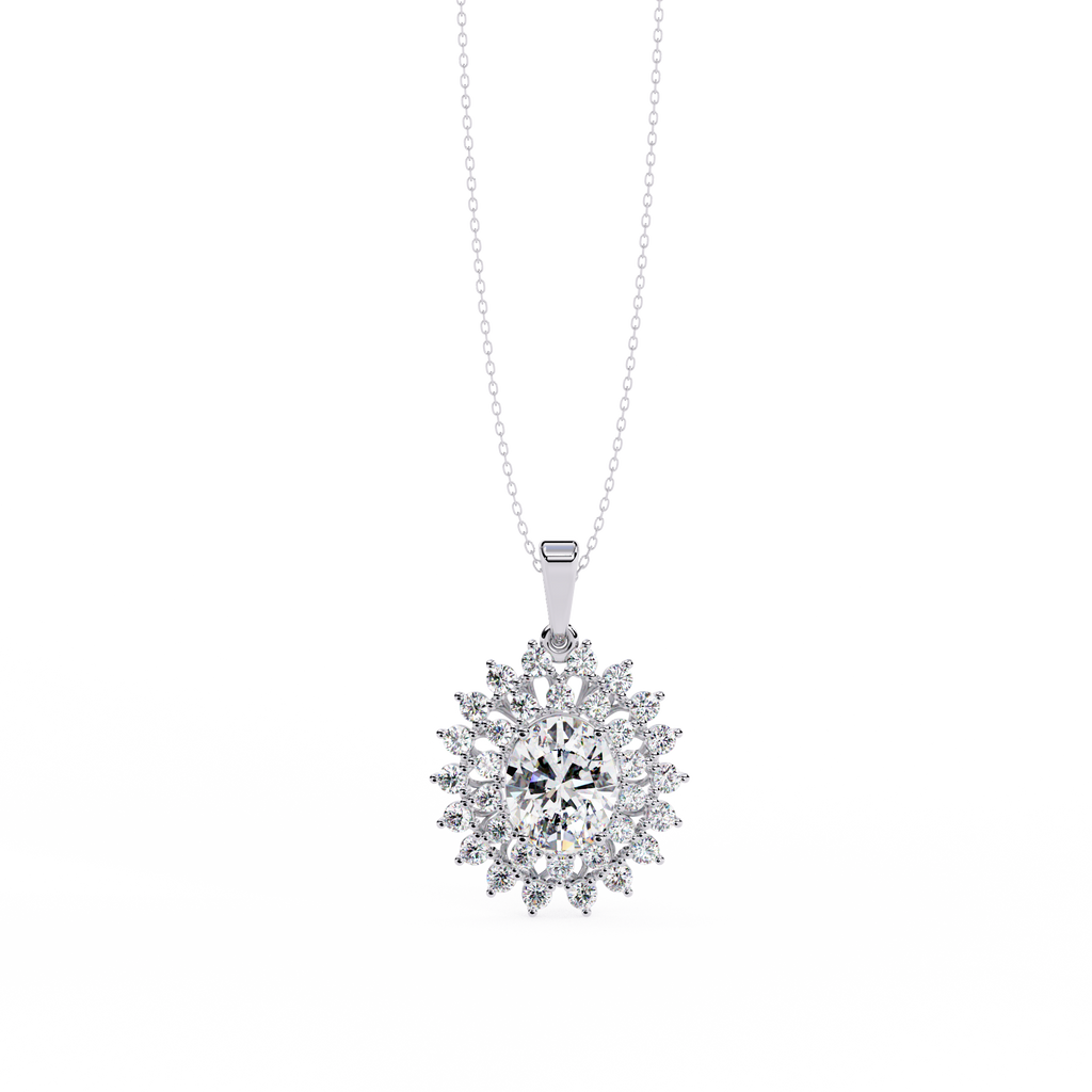 Oval Halo Diamond Pendant | 3DM & STL Jewelry CAD File
