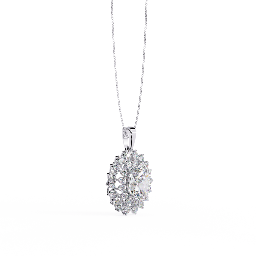 Oval Halo Diamond Pendant | 3DM & STL Jewelry CAD File