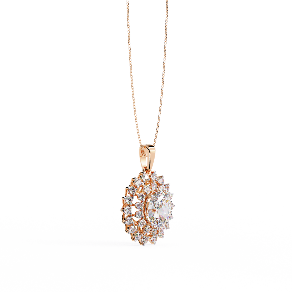 Oval Halo Diamond Pendant | 3DM & STL Jewelry CAD File