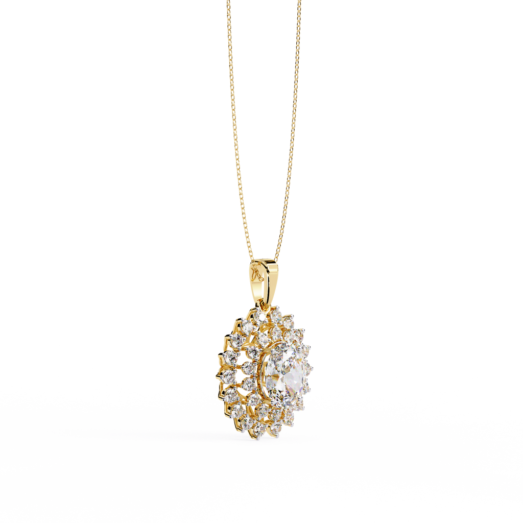Oval Halo Diamond Pendant | 3DM & STL Jewelry CAD File