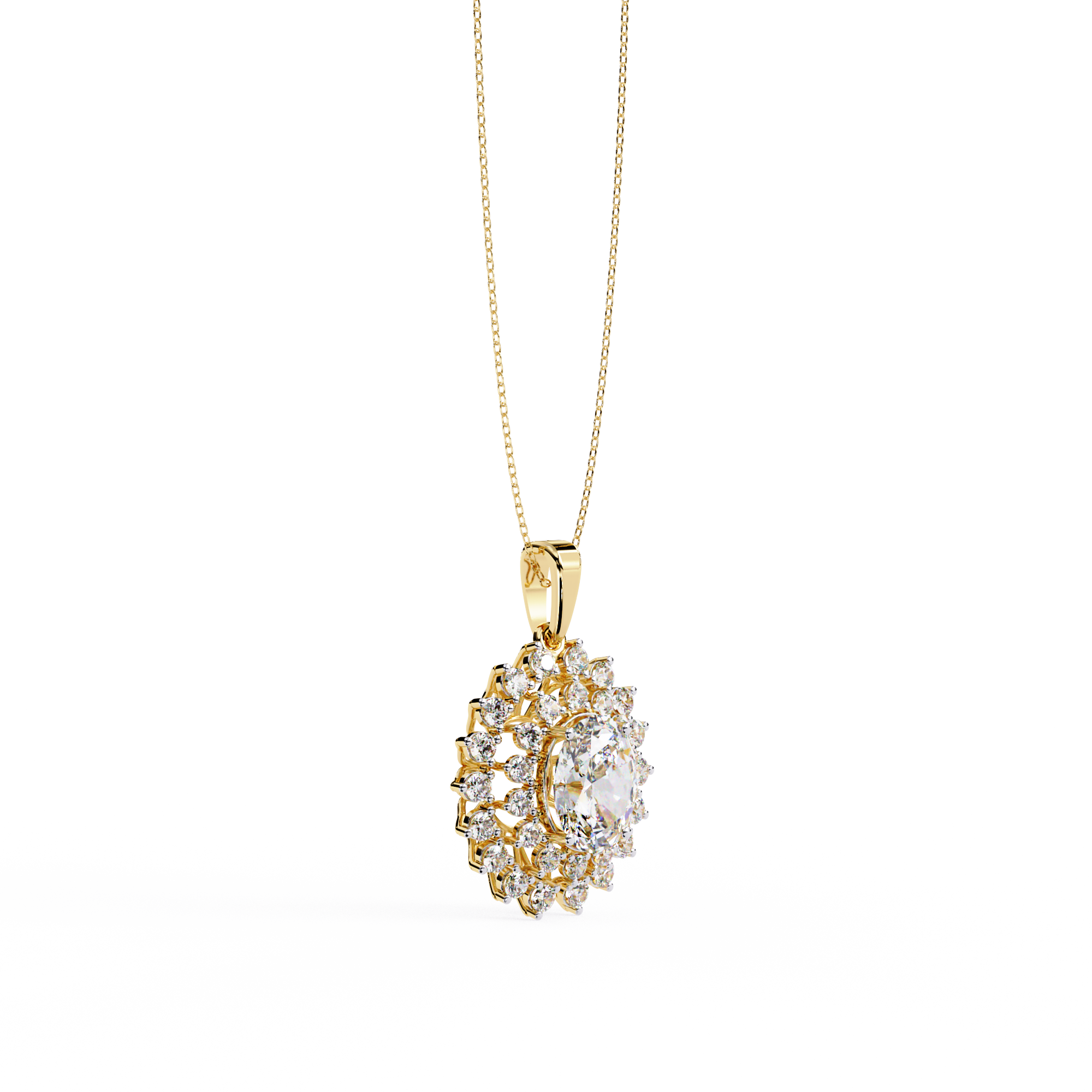 Oval Halo Diamond Pendant | 3DM & STL Jewelry CAD File